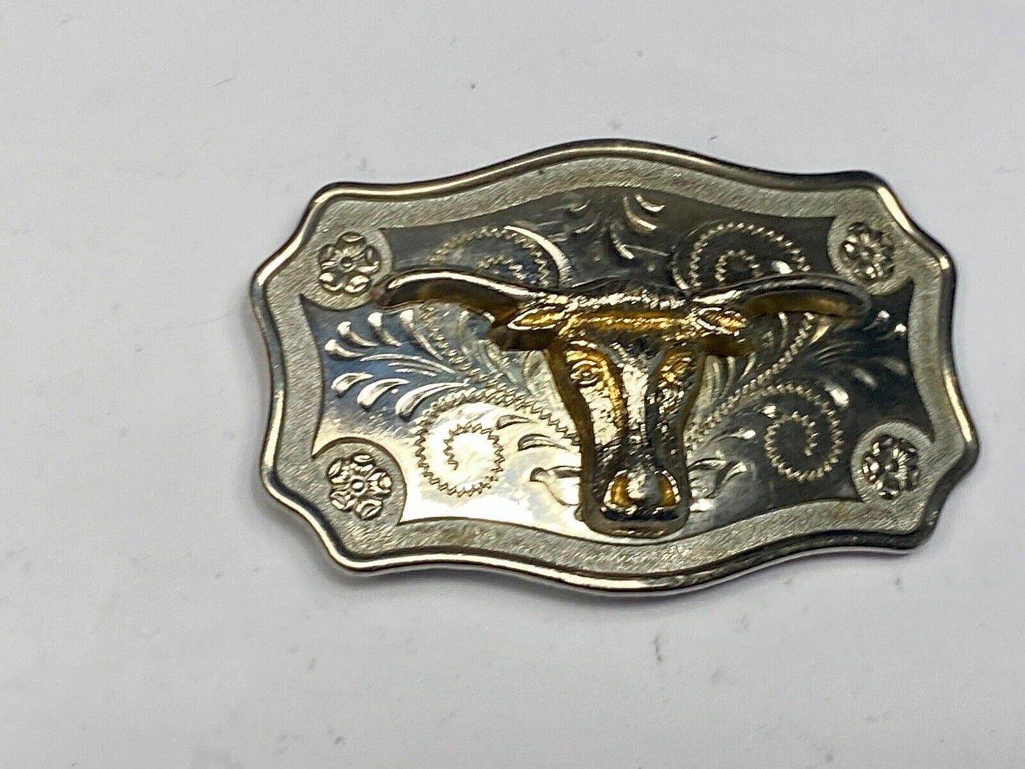 The Texas Longhorn - Western rodeo cattle steer mixed color belt buckle