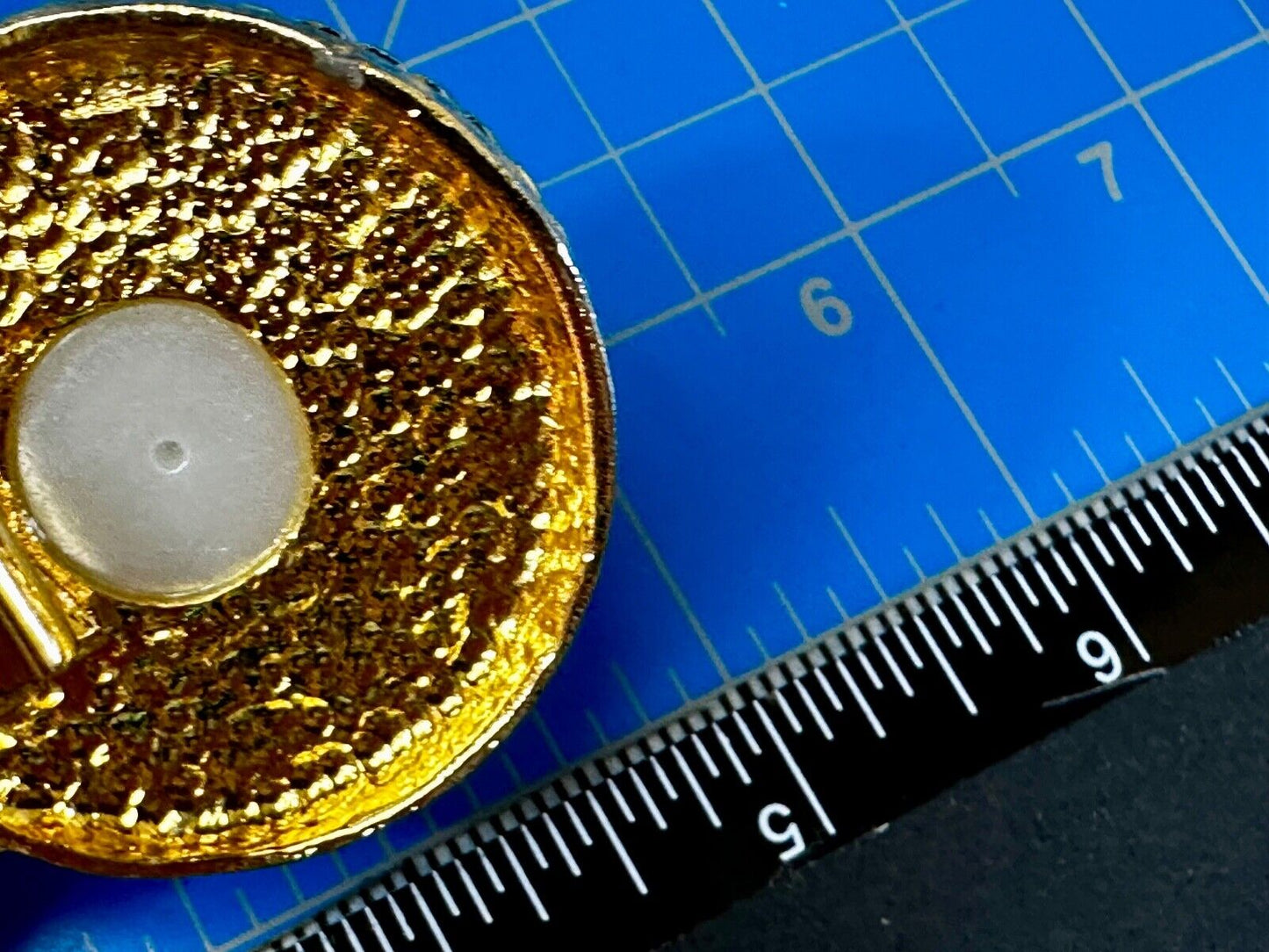 Three Round Faux Pearl's HUGE Statement Large Gold Tone Vintage Belt Buckle
