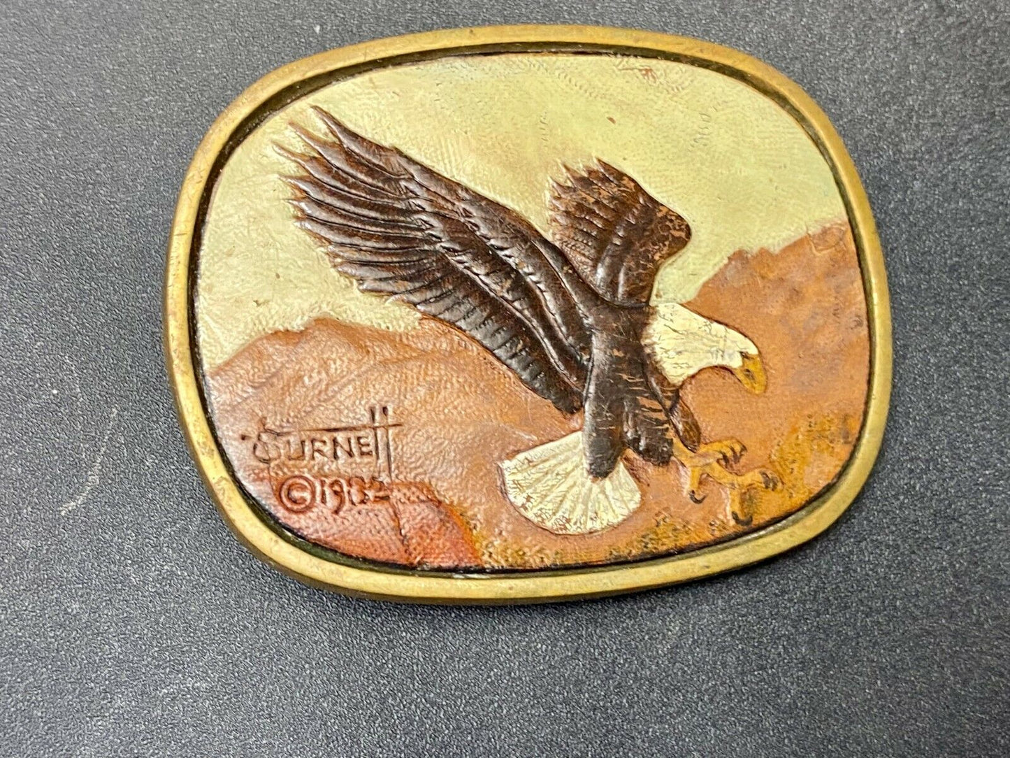 1982 Sufnet - American Bald Eagle Solid Brass Belt Buckle By Baron Brass Works