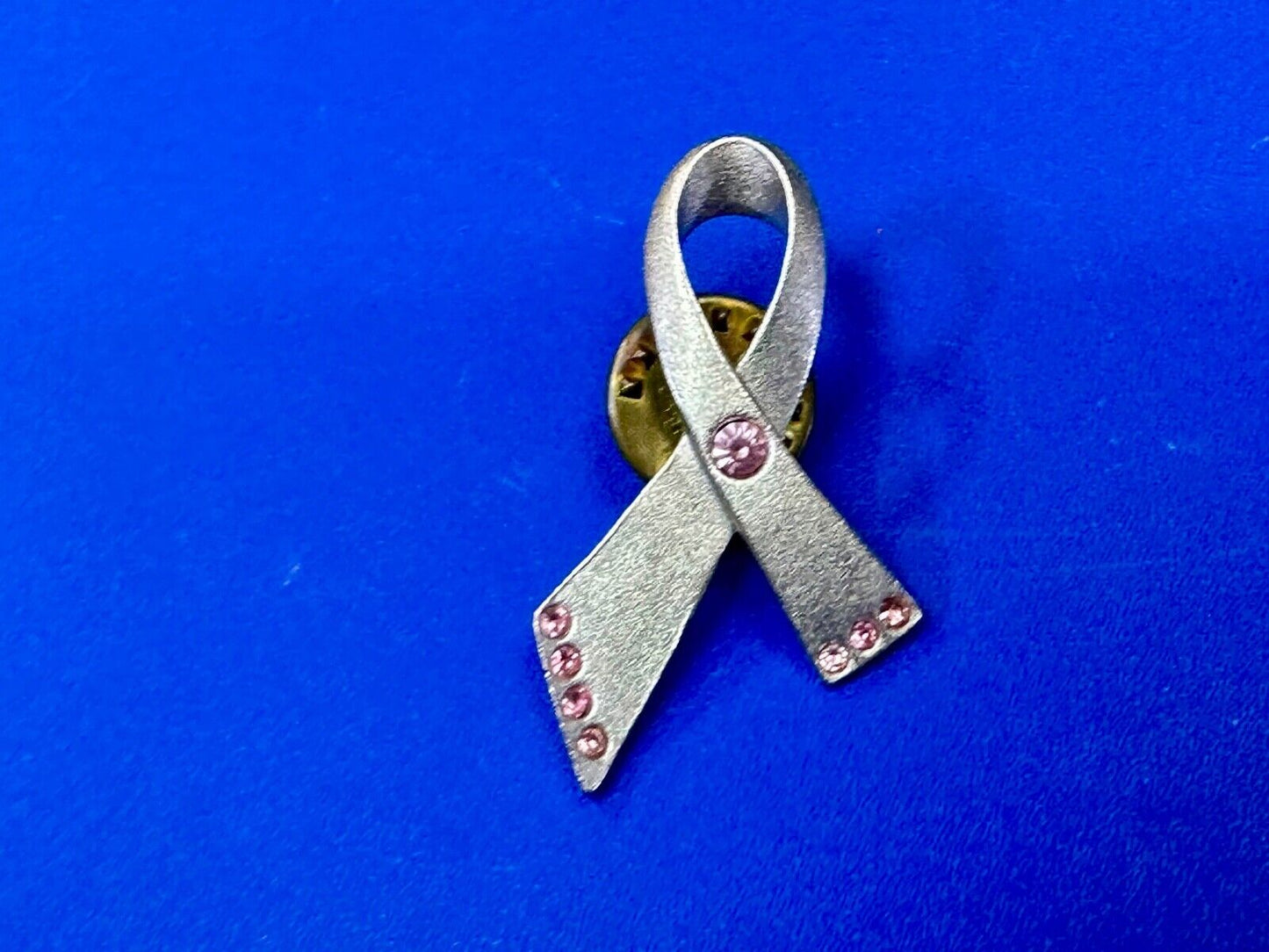 Avon signed cancer awareness vintage brooch pin with pink rhinestone