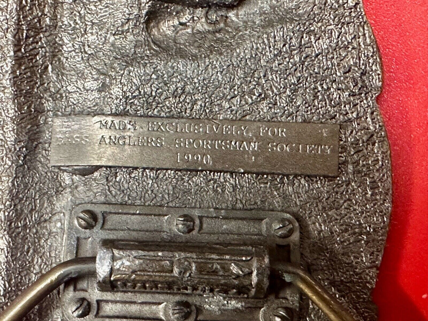 1990 BASS Bass Anglers Sportsman Society Fishing Dual Jumping Fish belt buckle