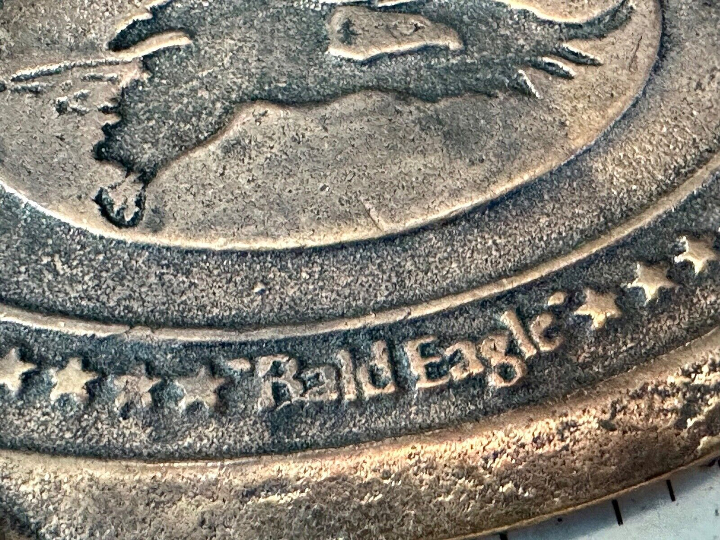 BALD EAGLE - vintage Tech Ether Guild Hippy style solid brass belt buckle