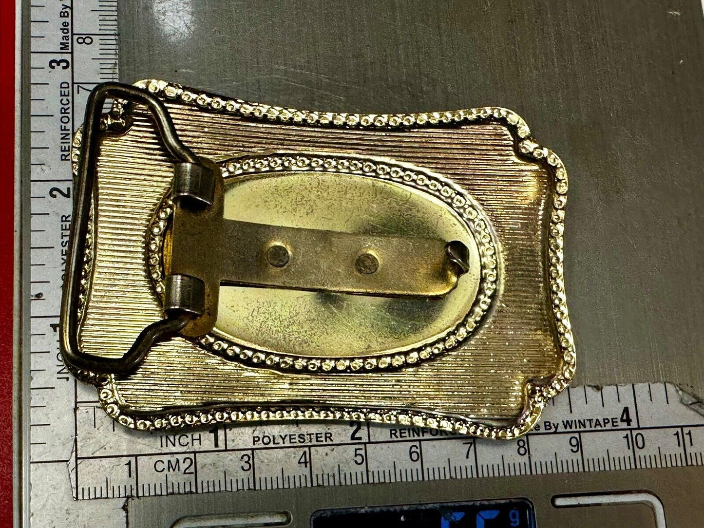 Vintage Cowboy Hat & Revolver Pistol Western Belt Buckle 6 Shooter Gun Buckle