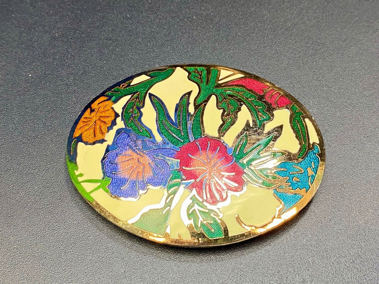 Beautiful sp77 enamel flower paint? scarf purse belt tie buckle