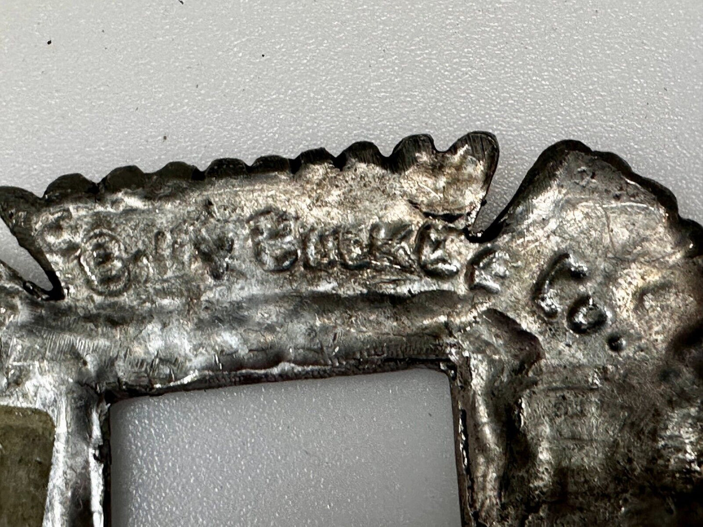 Artisan Made Pewter Belt Buckle Signed LJR Bill's Buckle Co