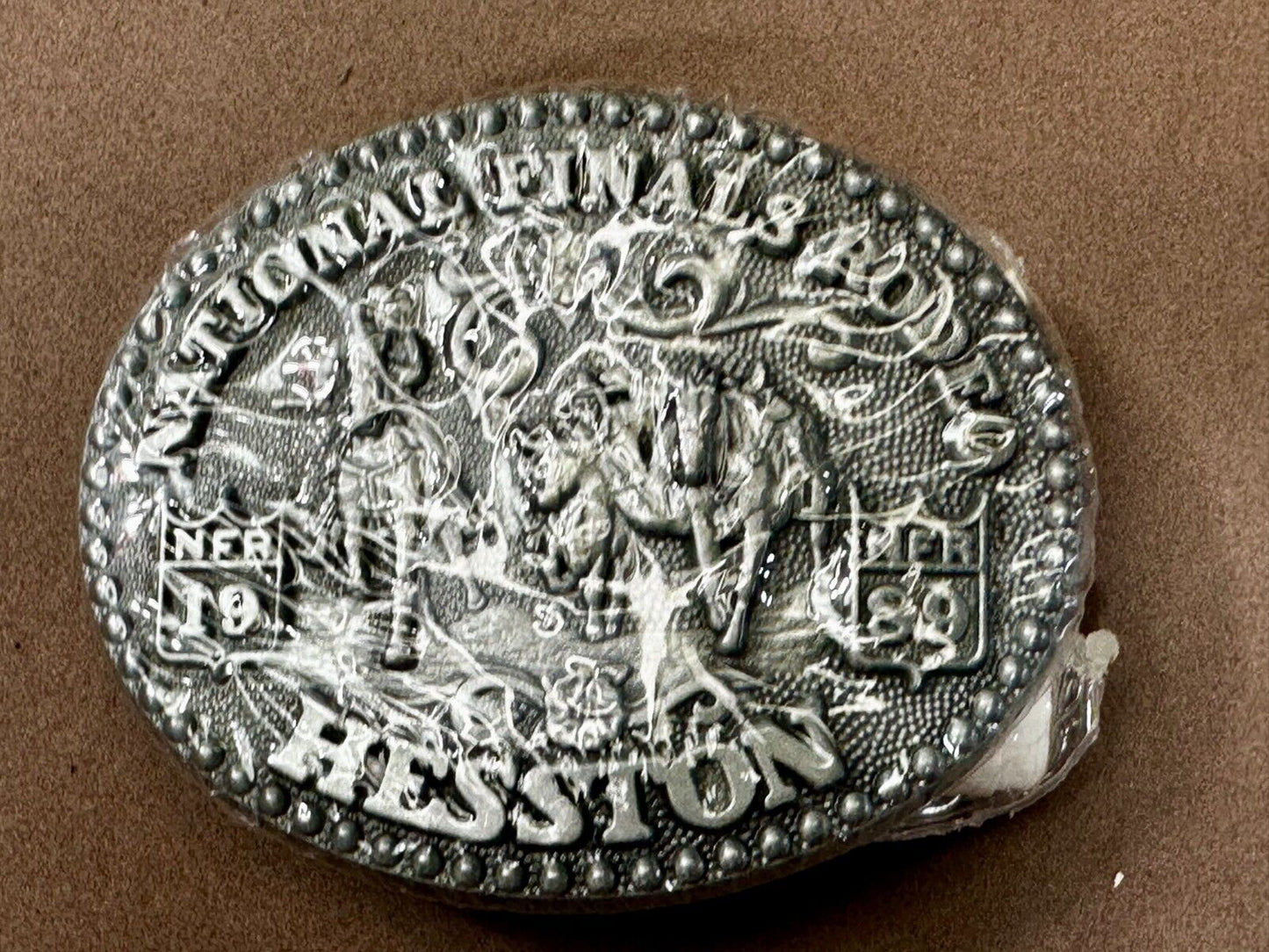 1989 Hesston National Finals Rodeo NFR Cowboys Youth Size NOS Belt Buckle