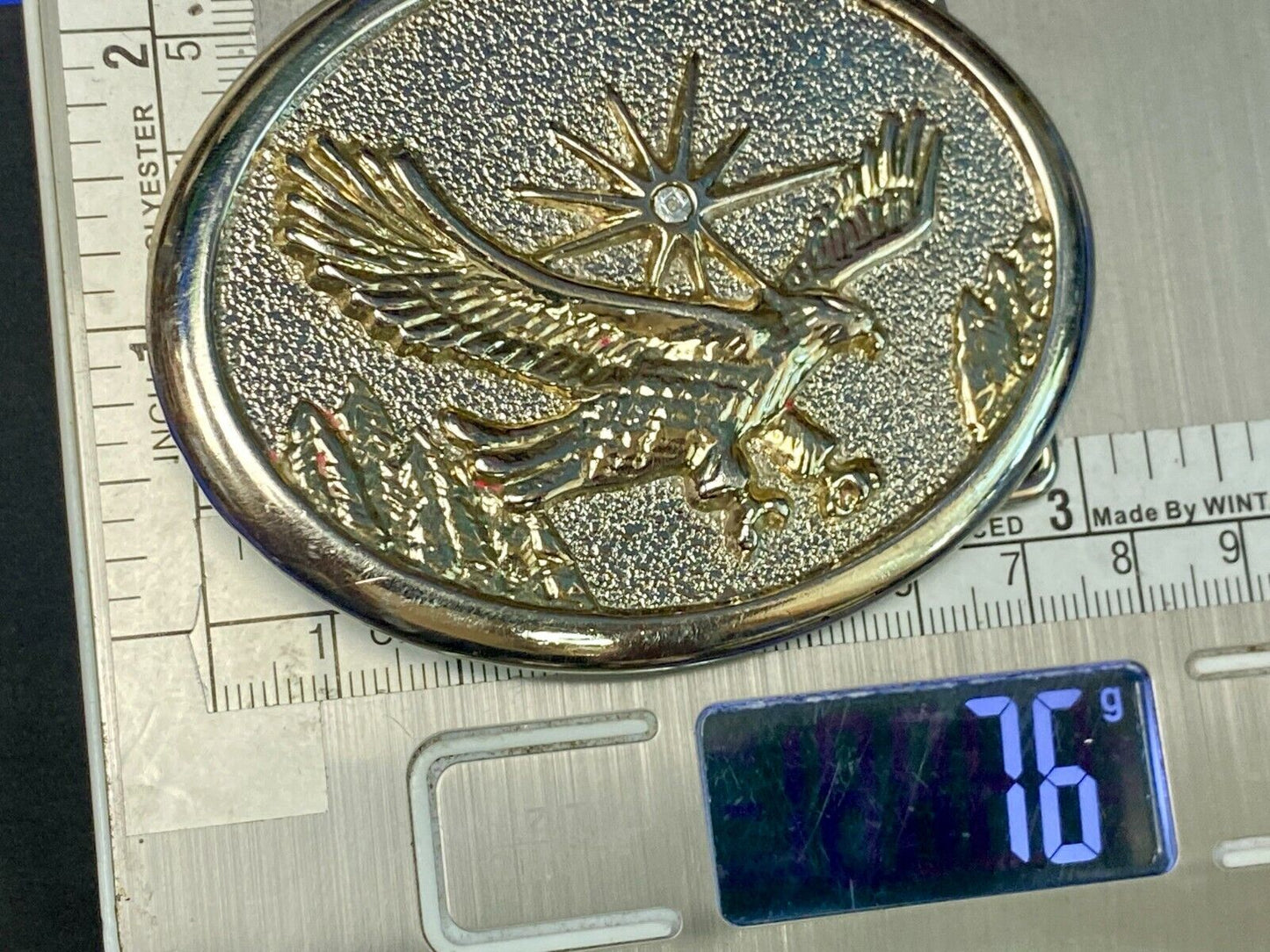 Vintage Classic Flying Bald Eagle with starburst Metal Belt Buckle