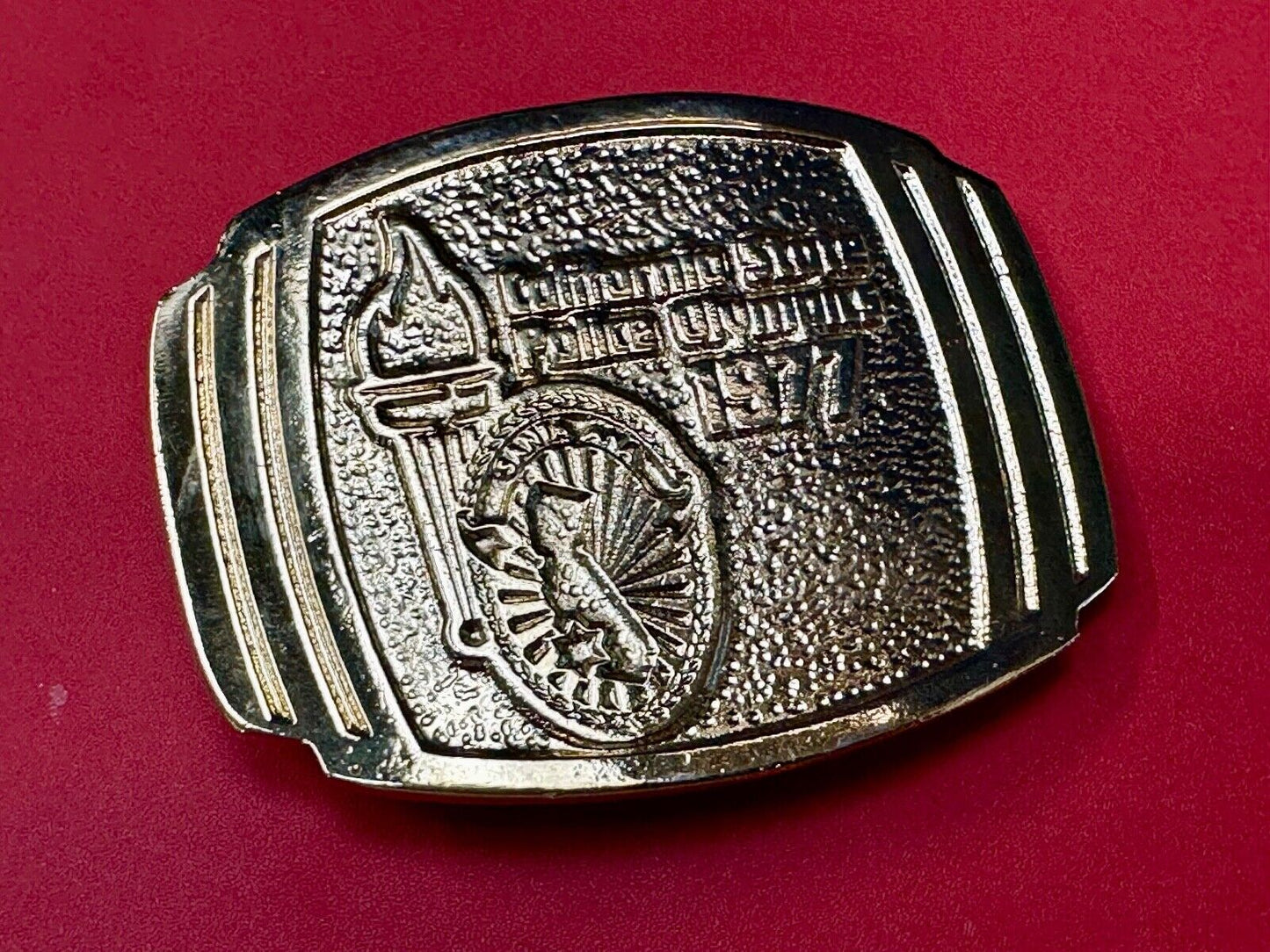 Vintage California State Police Olympics 1977 belt buckle