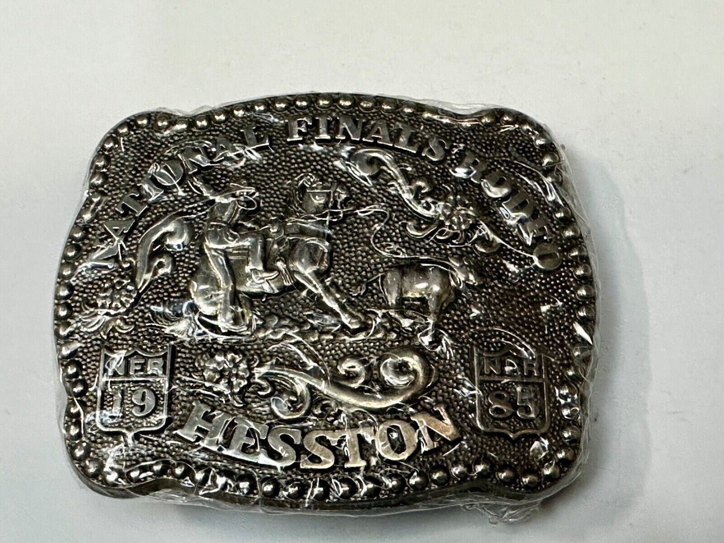 1985 NFR National Finals Rodeo NOS Youth Size Hesston Belt Buckle