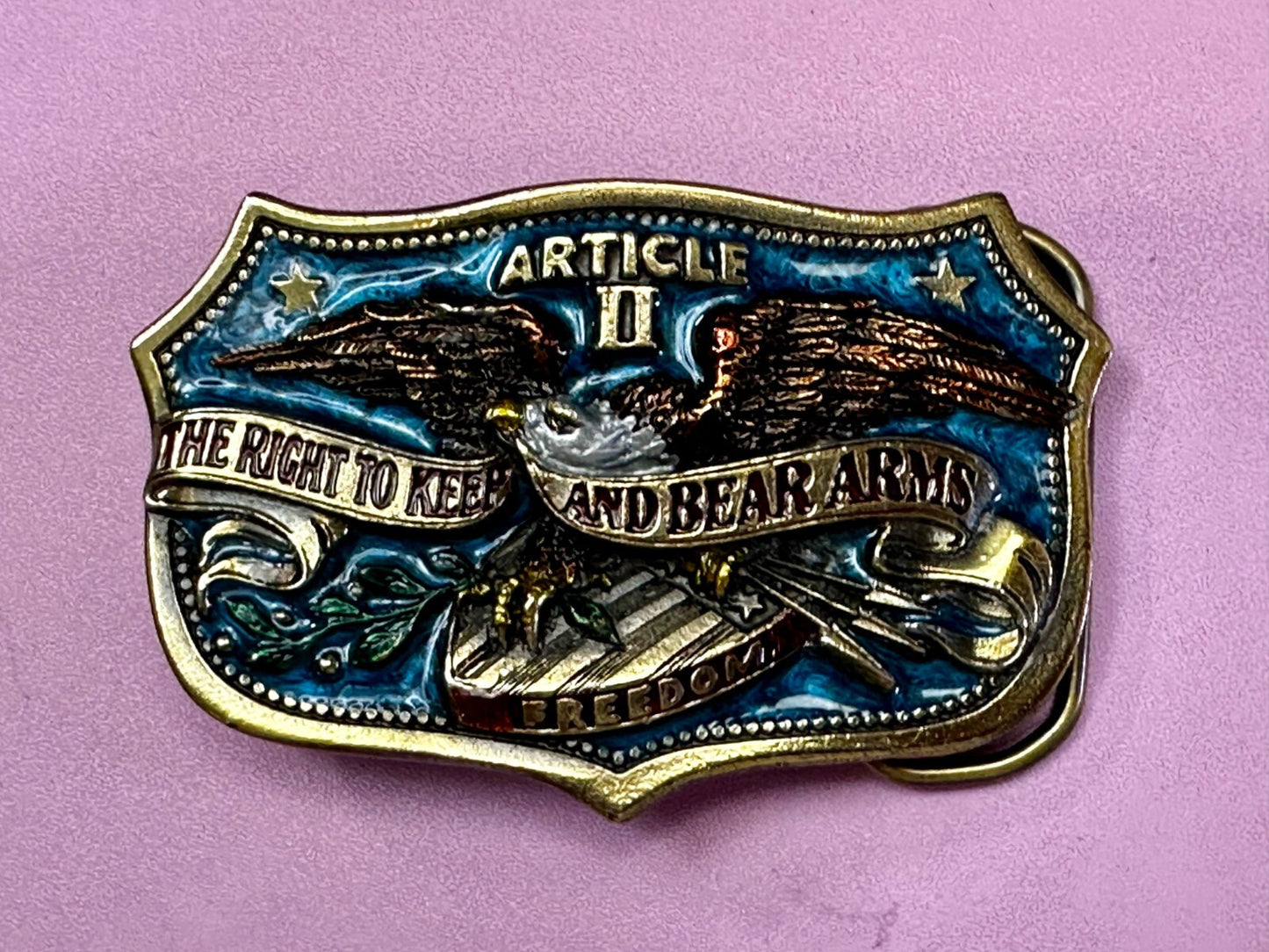 The Right To Keep and Bear Arms Article II VTG 1982 Great American Belt Buckle