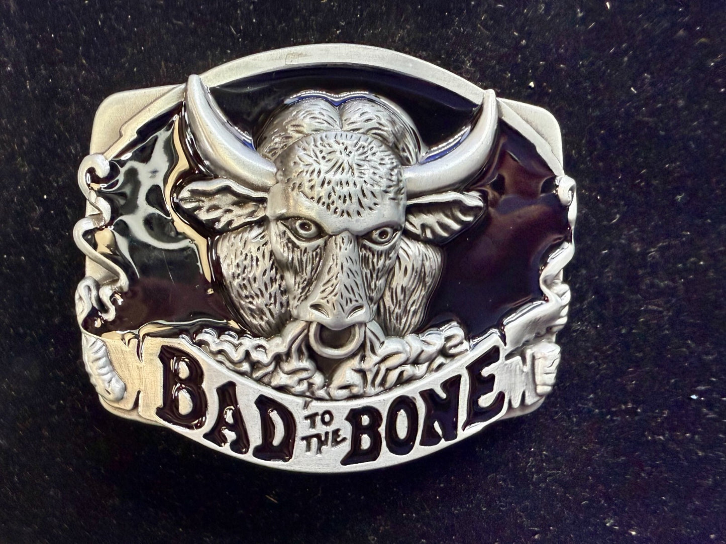 Bad to the Bone Longhorn Cow Bull Head Steer Western Cowboys Devil Belt Buckle