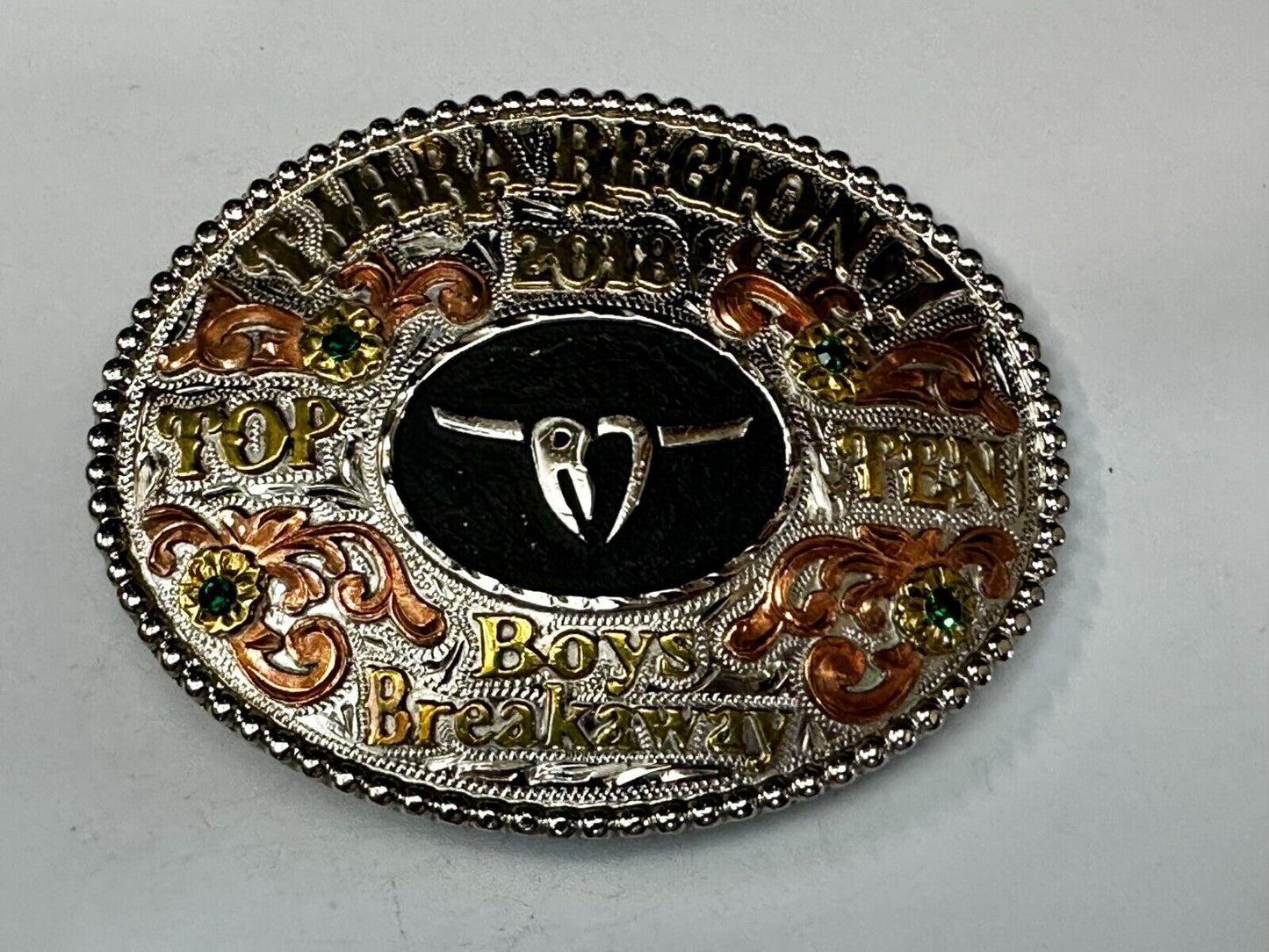 TJHRA Region 7 Top Ten Boys Breakaway Rodeo Tres Rios Trophy Belt Buckle