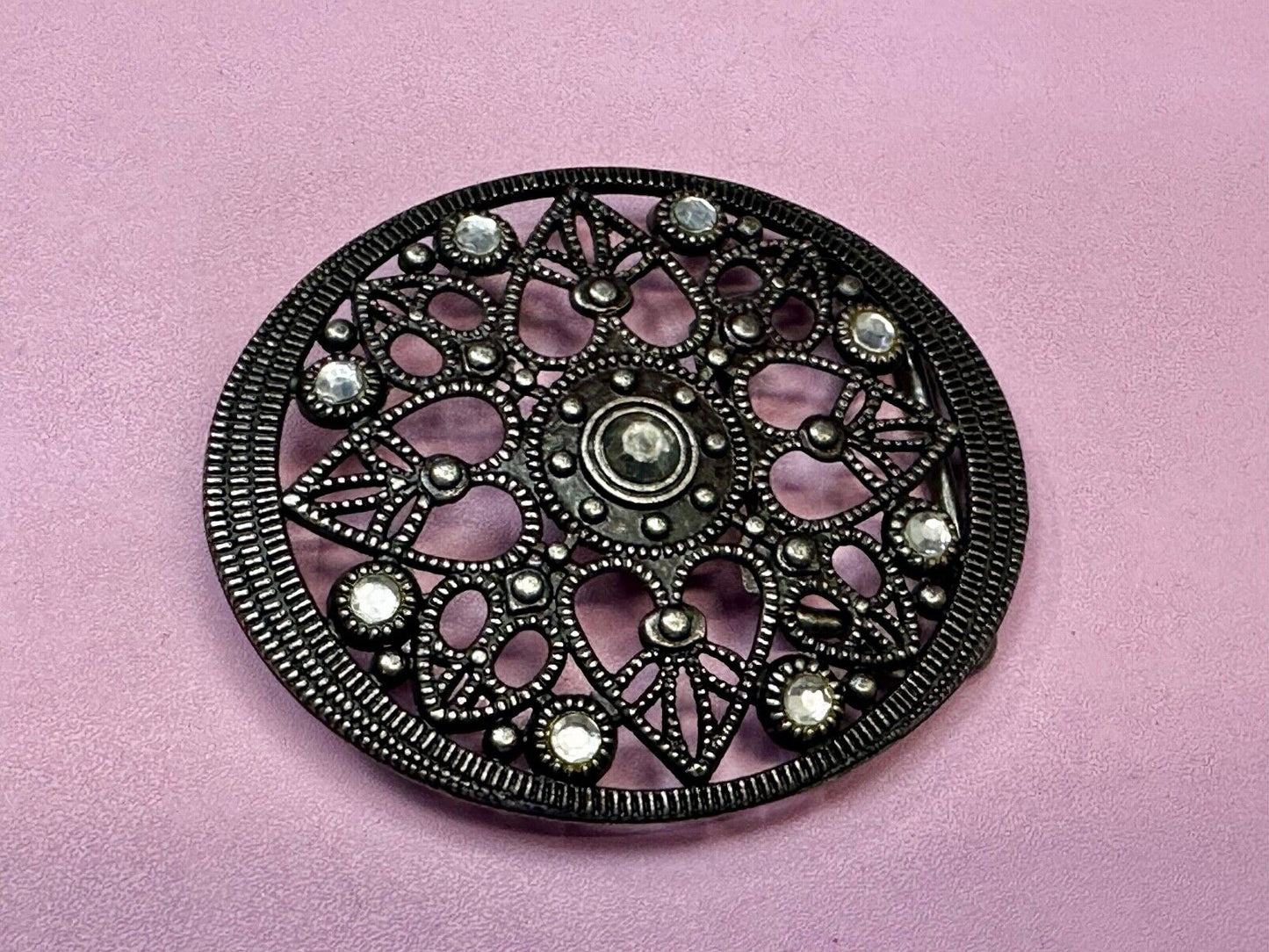 Beautiful Flower Design Rhinestone Accent Open Work Women's Belt Buckle