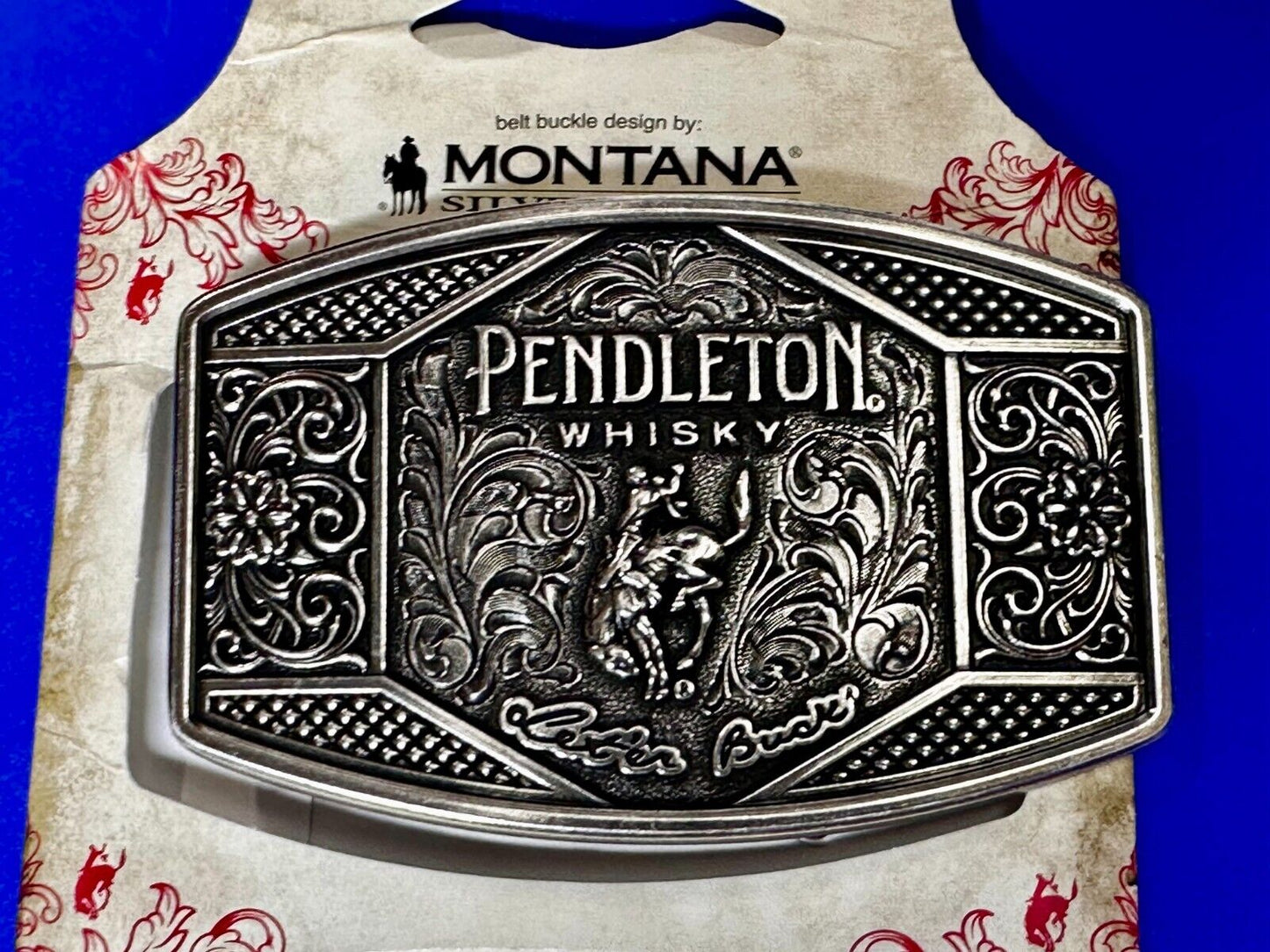 2022 Pendleton Whisky Let'er Buck Montana Silversmith Rodeo NOS Belt Buckle