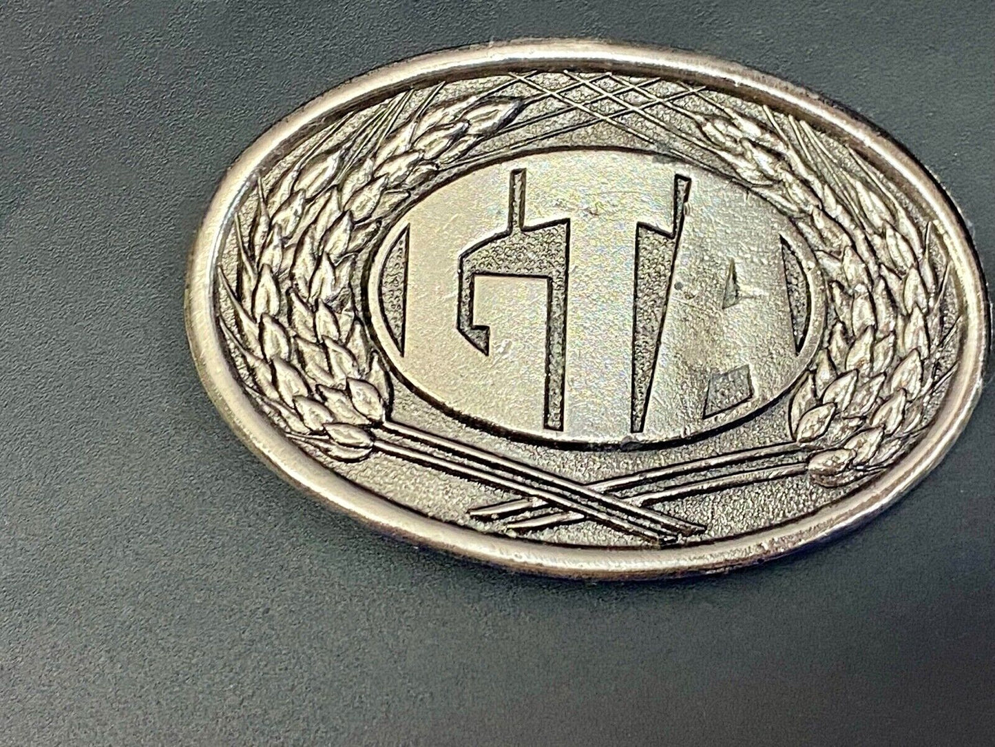 Vintage 1980 First edition GTA Farming Agriculture seeds wheat soy belt buckle