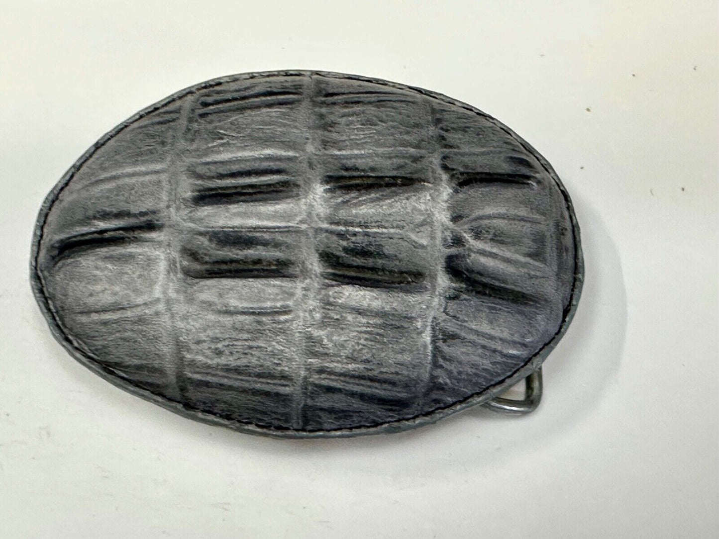 Black Crocodile Tail Skin Design Large Artisan Leather Belt Buckle