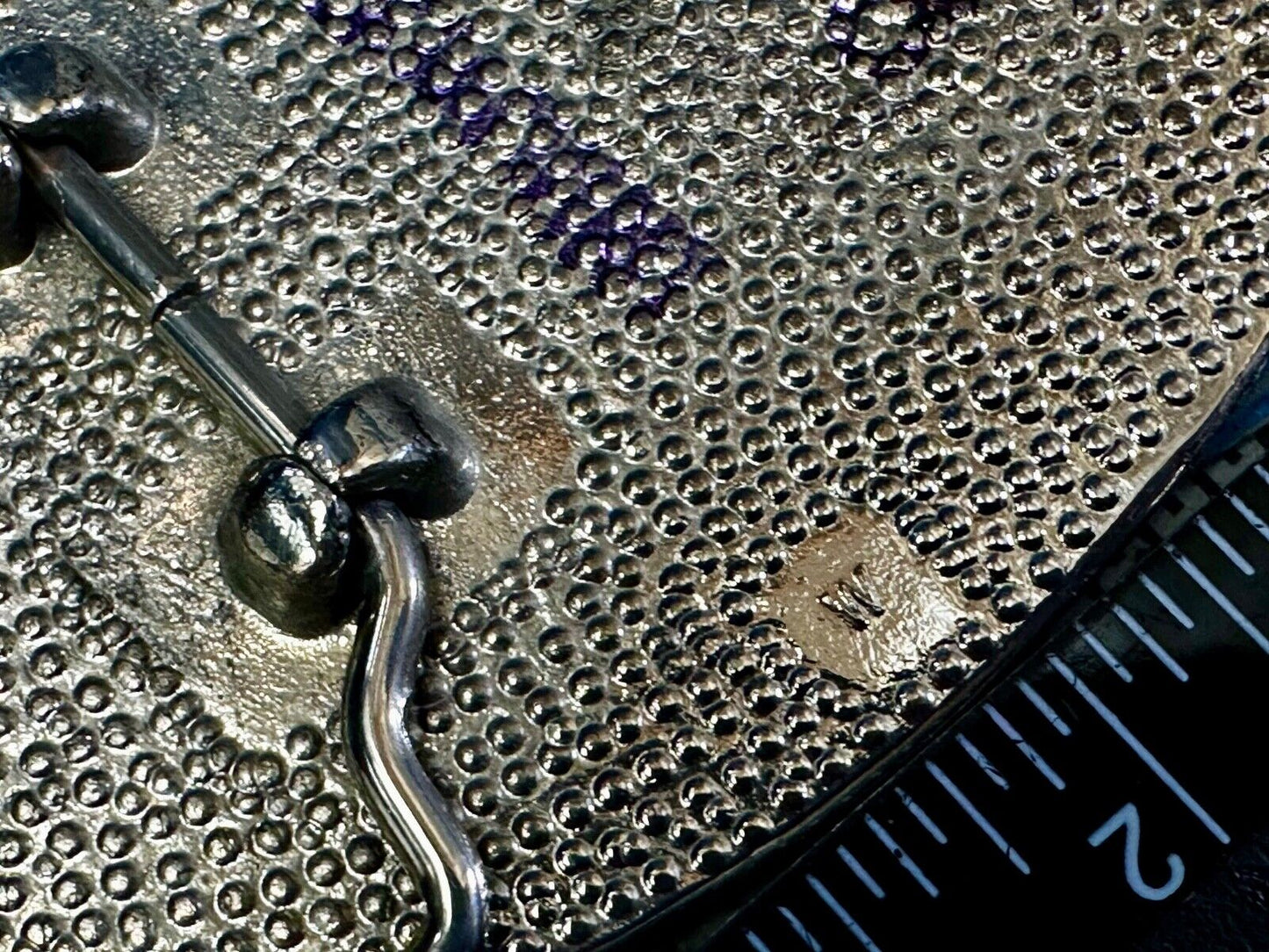 Vintage etched Figure 8 pattern on two tone Black & Silver Belt Buckle