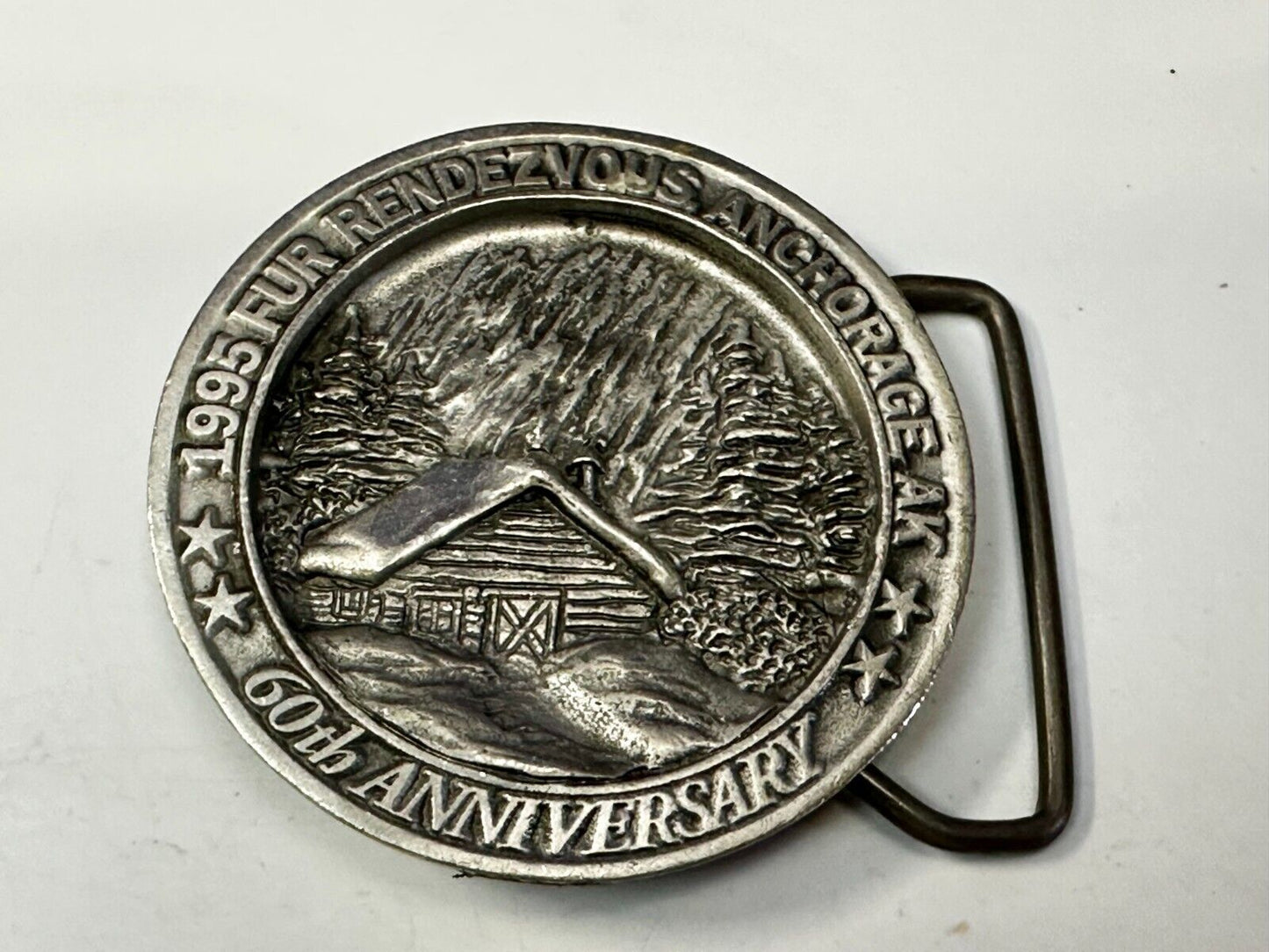 1995 FUR Rendezvous Anchorage Alaska Festival 60Th Anniversary Belt Buckle