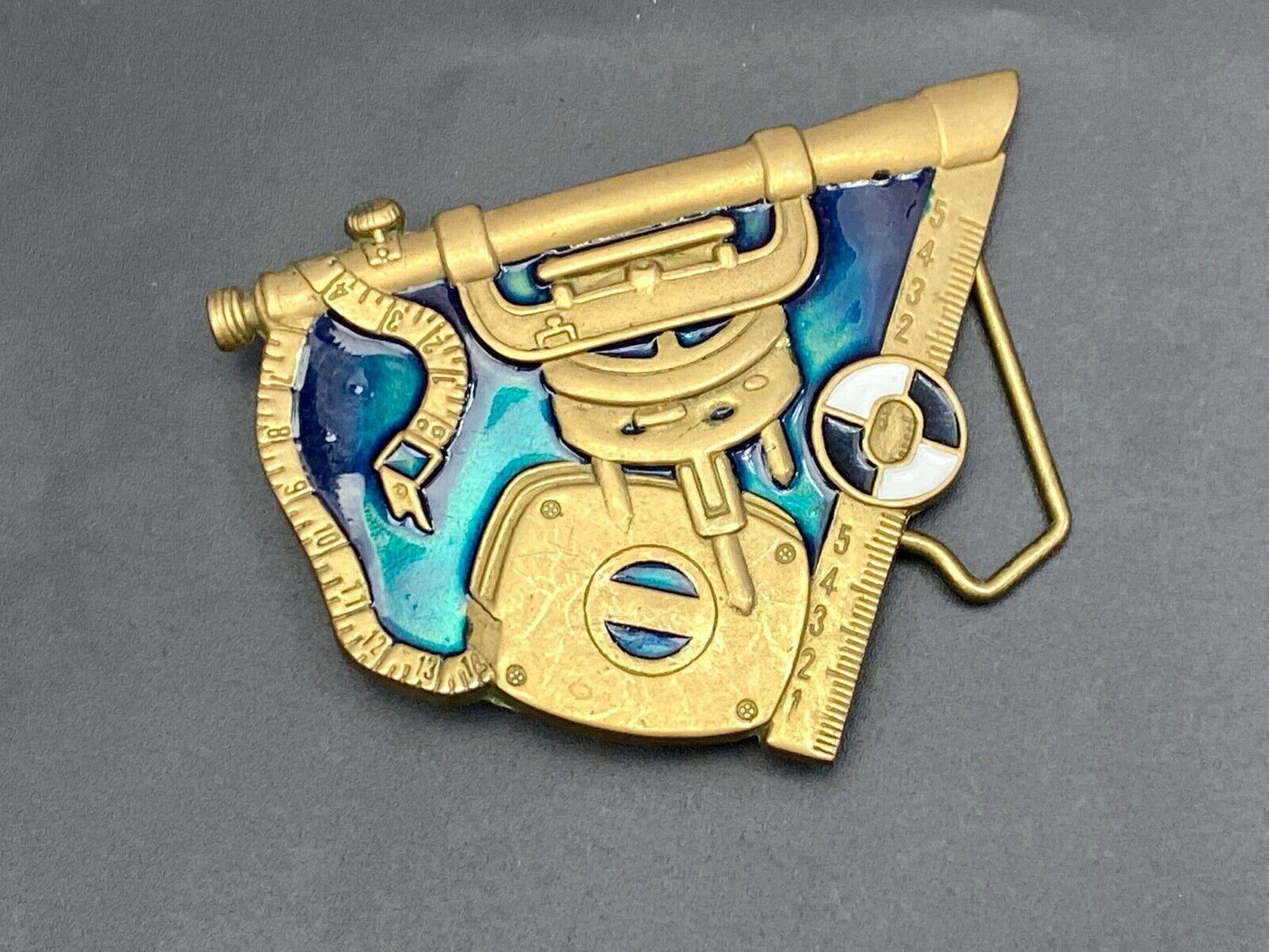 Vintage 1982 Sailing Boat Tools solid brass belt buckle by Baron Brass Works