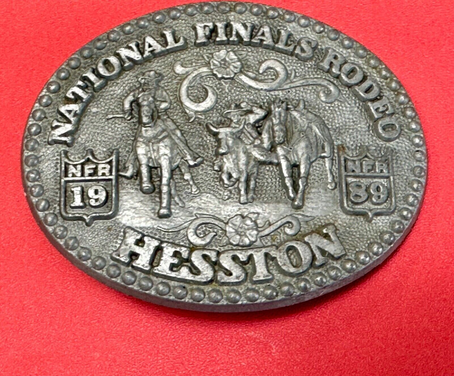1989 Hesston Youth (small) NFR National Finals Award Design Medals Belt Buckle