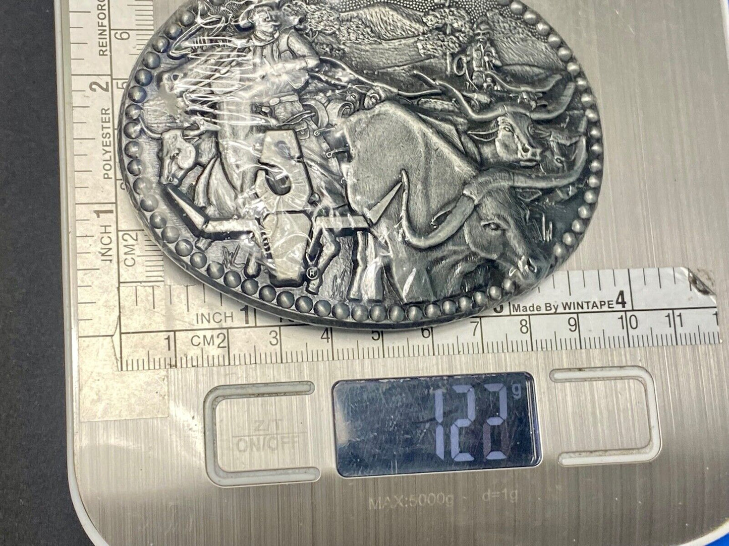 ADM Zee Series Cowboy Longhorn Steer Roping NOS Belt Buckle Award Design Medals