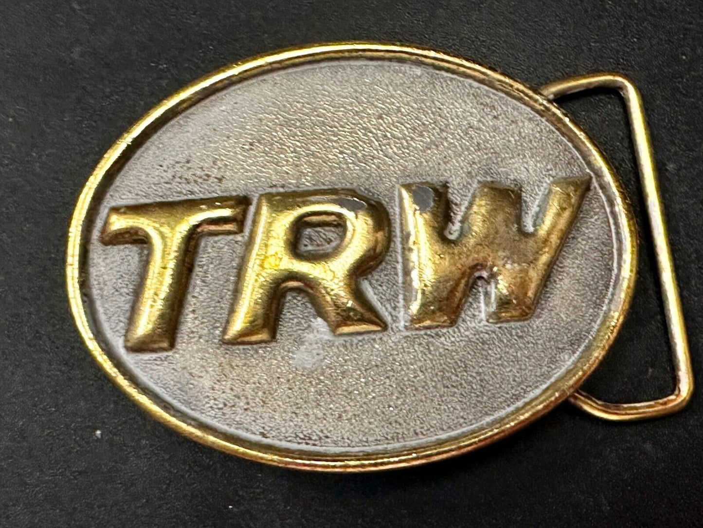 TRW Automotive Parts Advertising Vintage Belt Buckle by Indiana Metal Craft