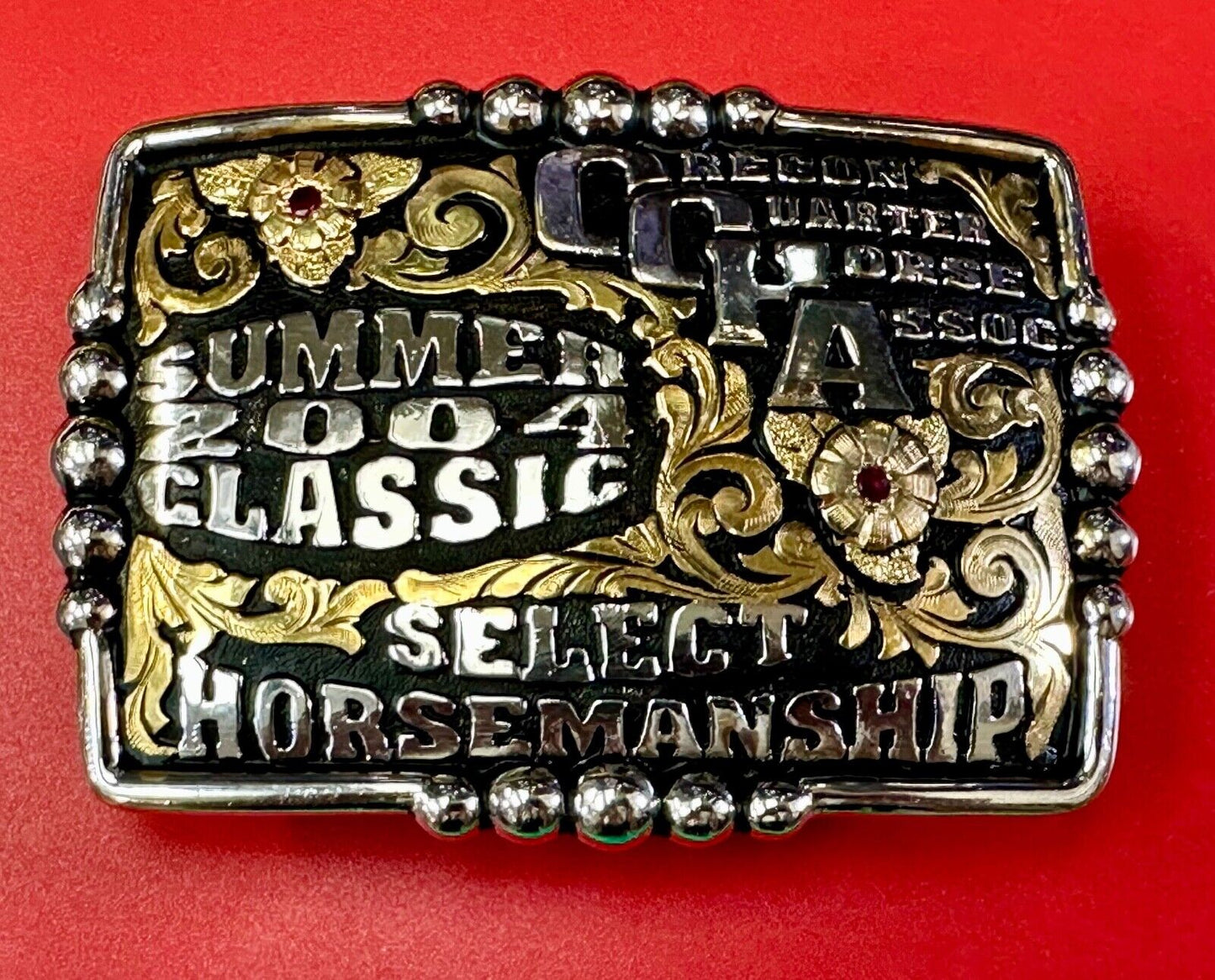 2004 Classic Select horsemanship CQHA Trophy belt buckle by Bob Berg