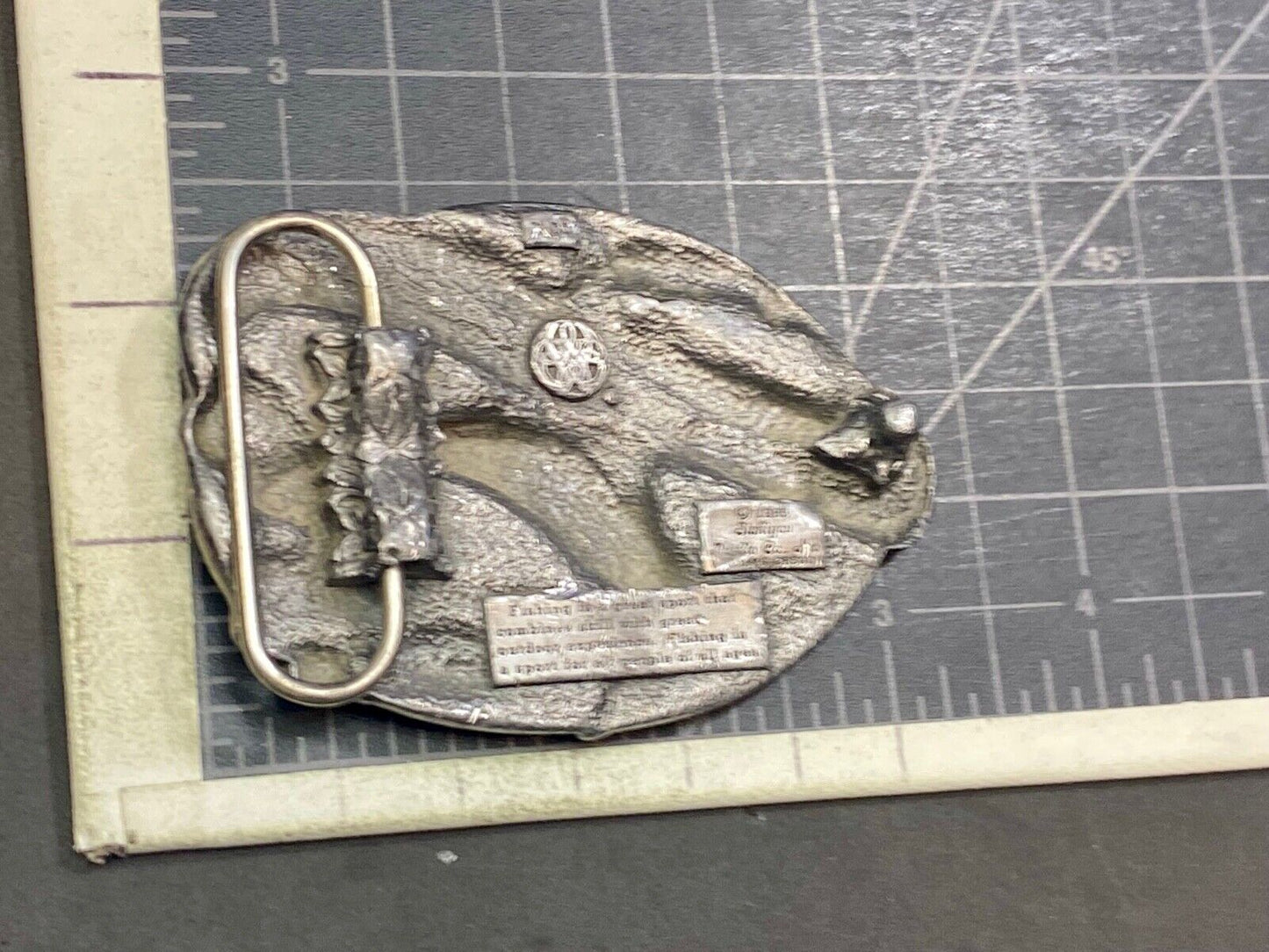Vintage 1985 "I'd Rather Be Fishing" M-30 Pewter Belt Buckle - Perfect Gift!