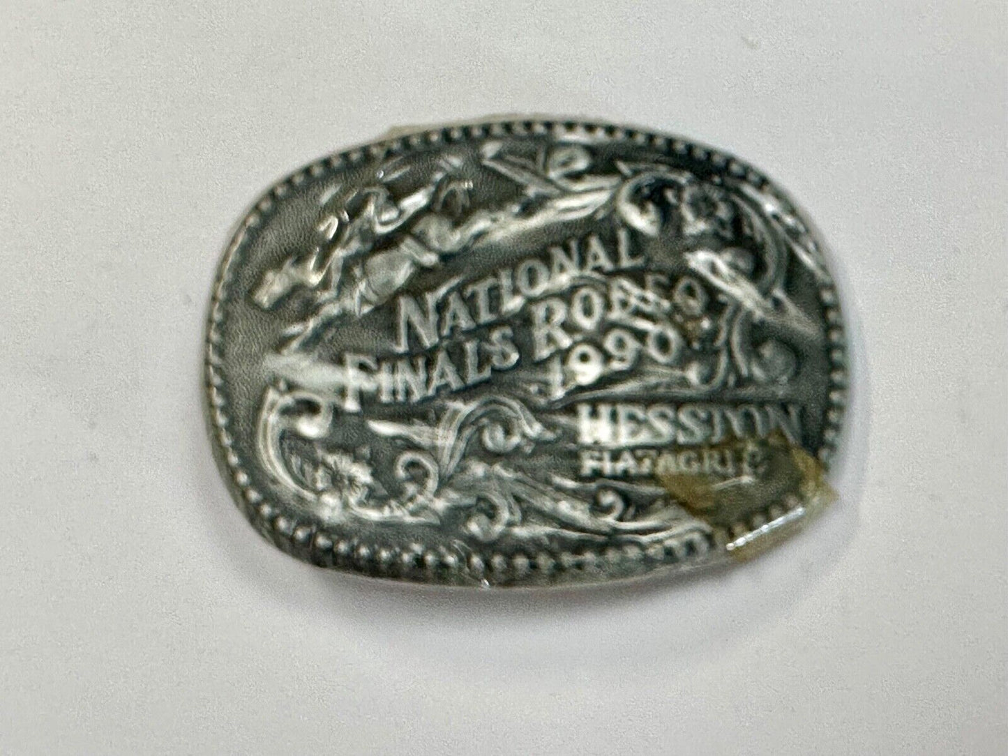 1990 Youth Size Hesston National Finals Rodeo Bull Riding Cowboys belt buckle