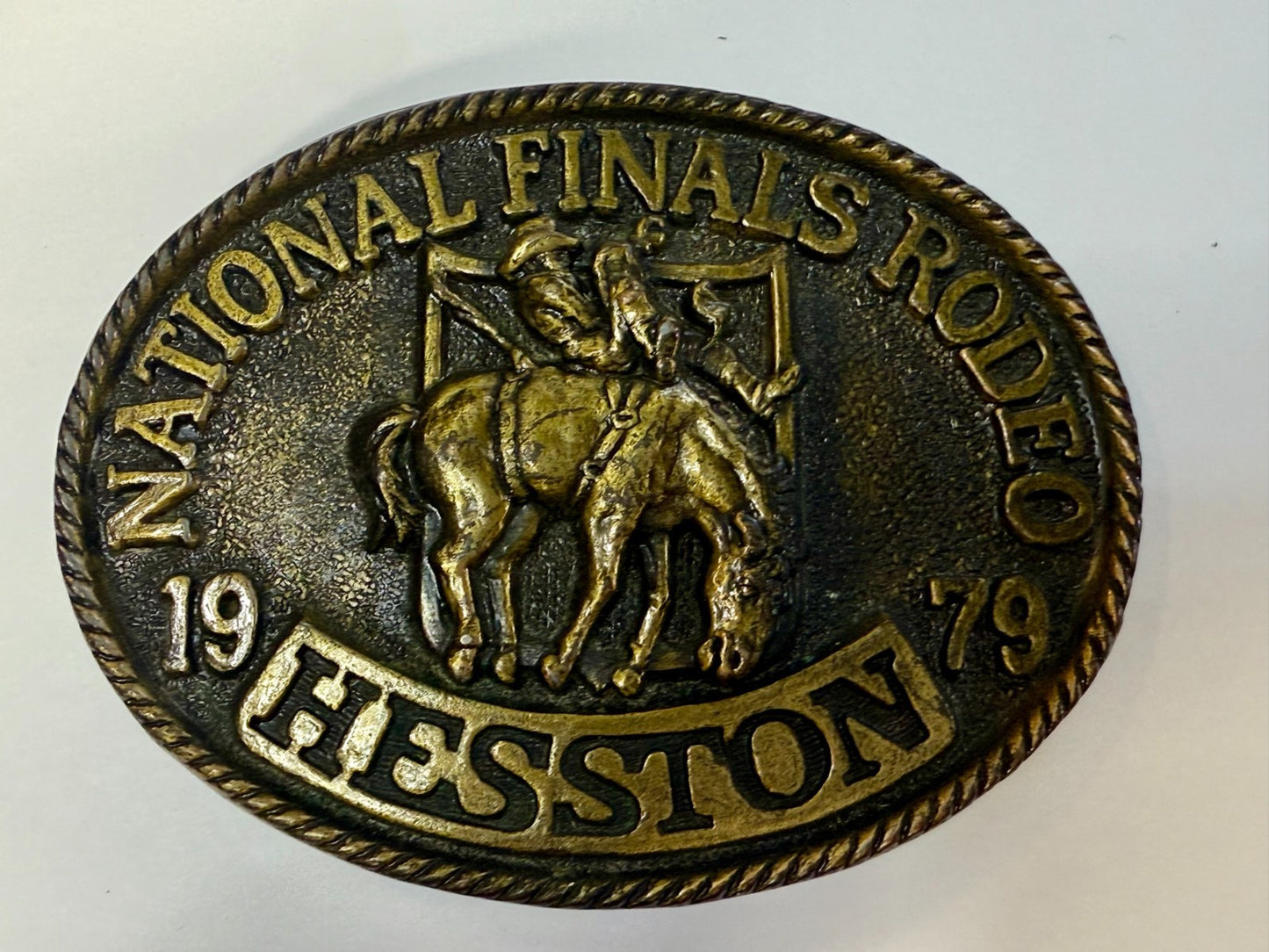 1979 Hesston NFR National Finals Rodeo Cowboys Western Vintage Belt Buckle