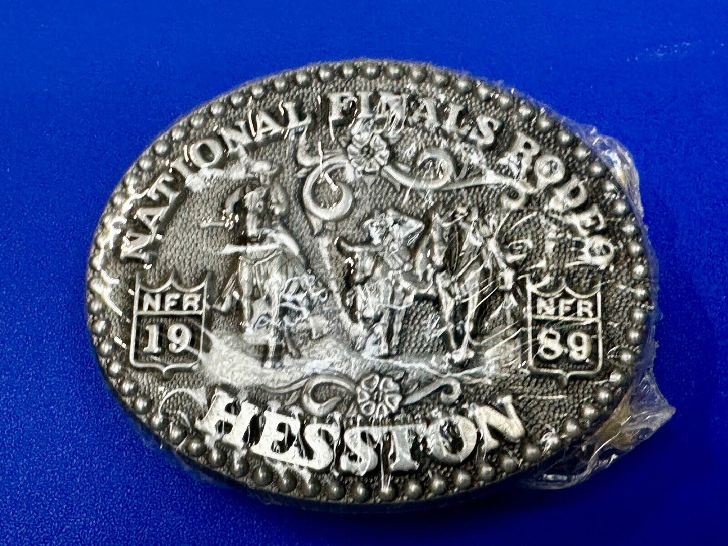1989 NFR National Finals Rodeo NOS Youth Size Hesston Commemorative Belt Buckle