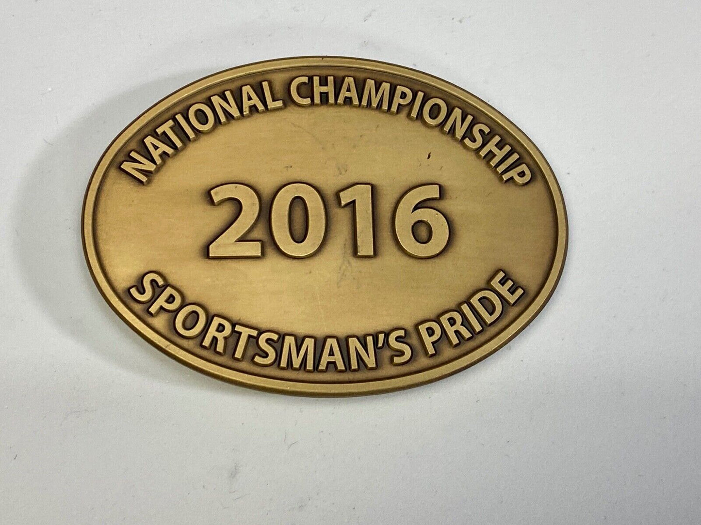 2016 National Championship Sportsman's Pride Gold Tone Oval Belt Buckle