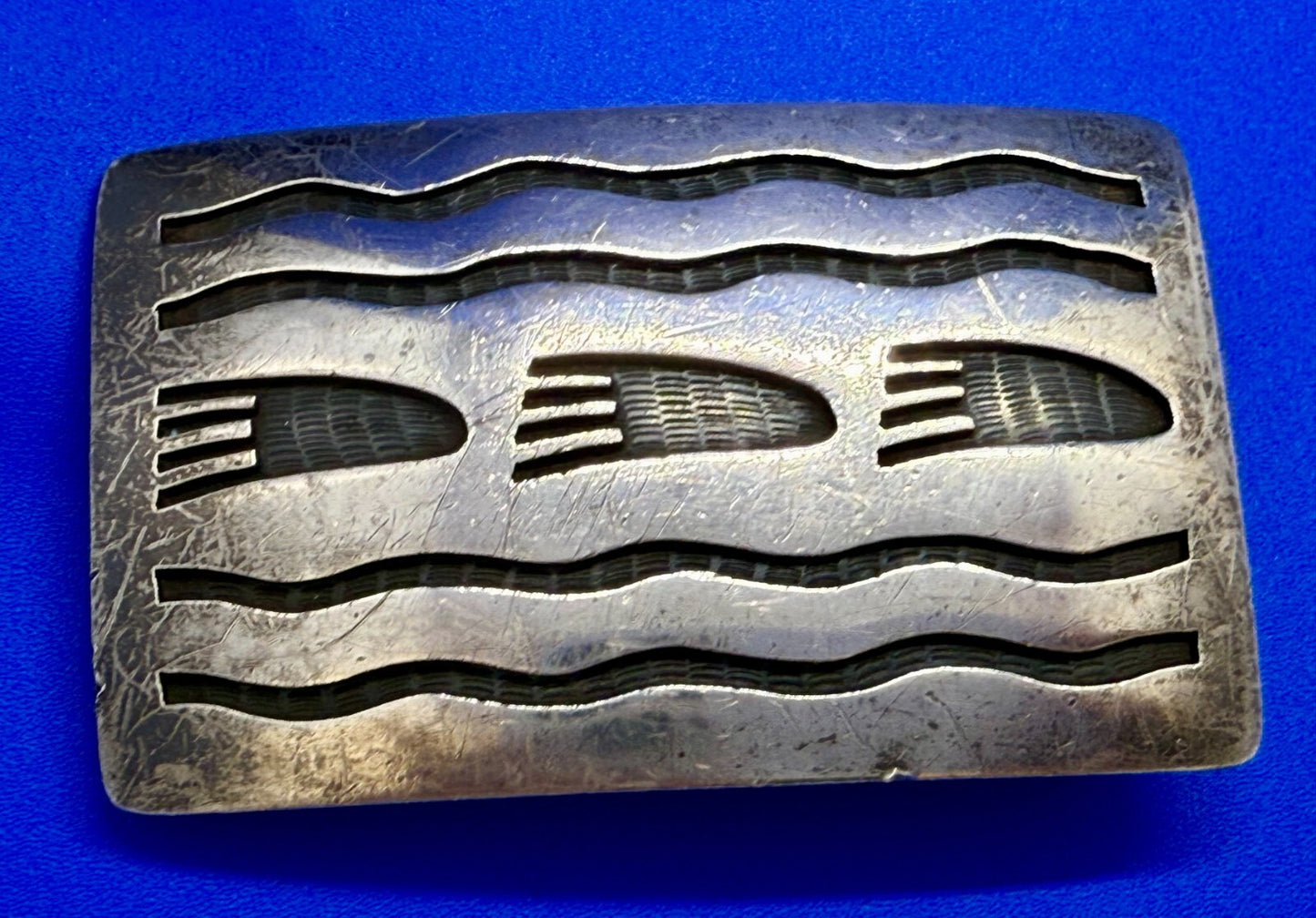 Bear Paw Print Native American Indian Art Pattern Belt Buckle - See Makers Marks