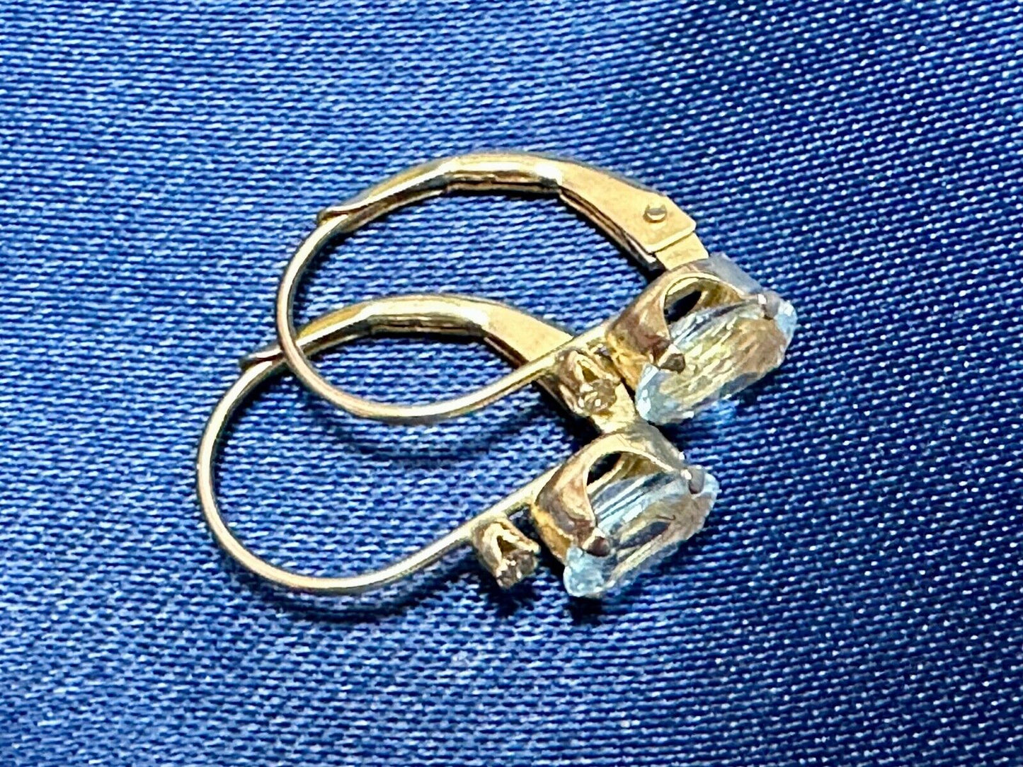 Vintage 14K Gold Ice Blue Topaz Earrings