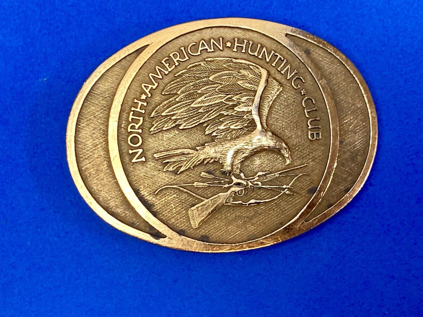 Vintage 1980 Nahc Members Solid Brass North American Hunting Club Belt Buckle