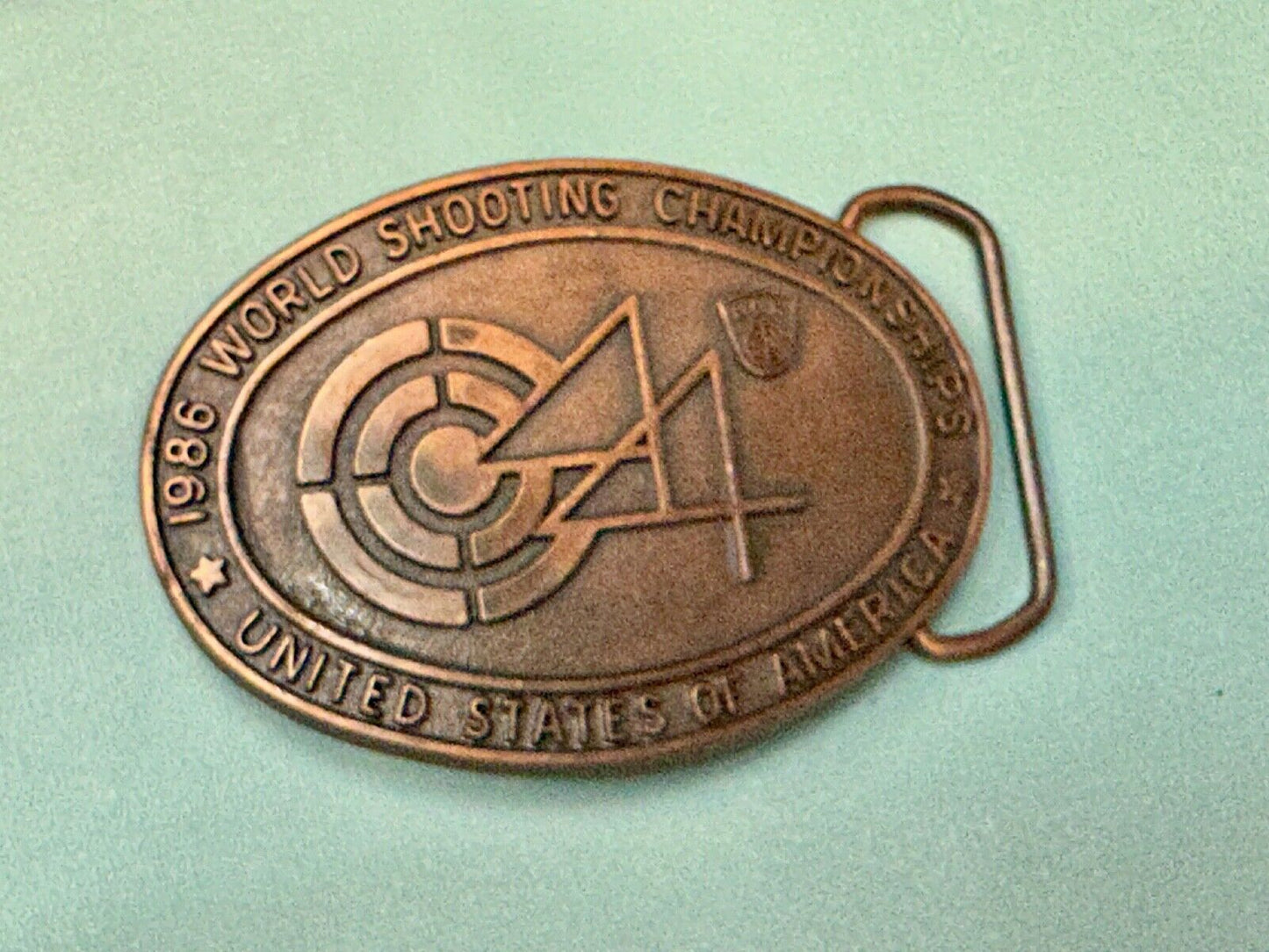 Vintage 1996 44 Wold Shooting Championships United States of America belt buckle