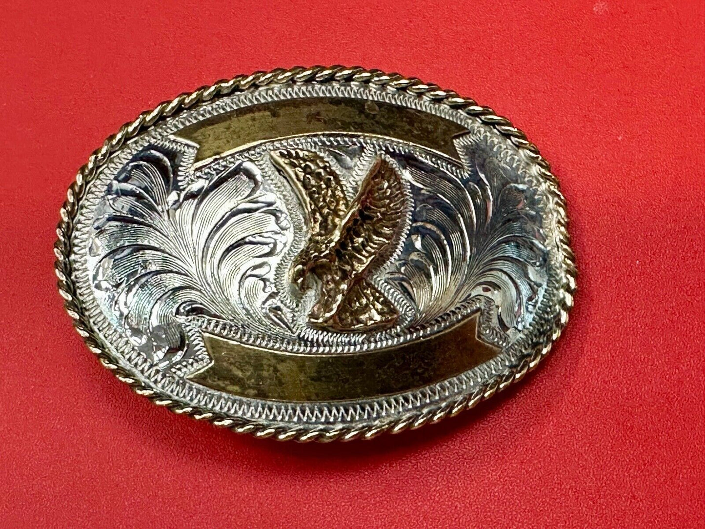 Beautiful Hunting Flying Diving Majestic Eagle on western two tone belt buckle