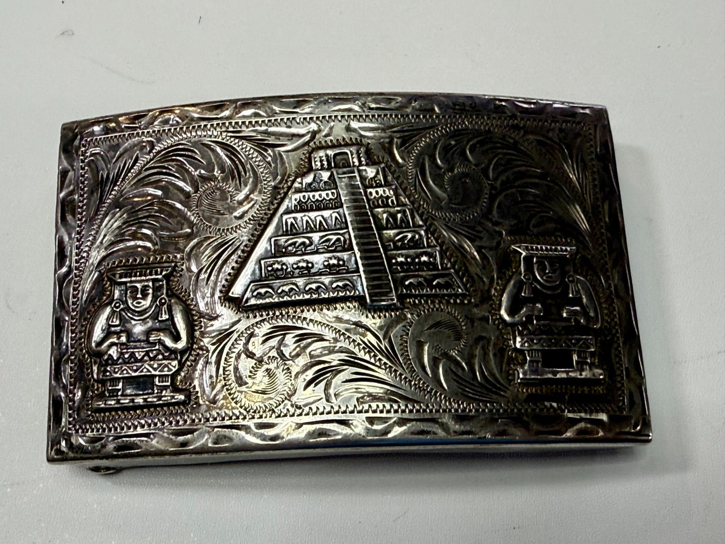 Aztec Mayan Pyramid 925 Silver Belt Buckle Artesani Plata De Jalisco Mexico