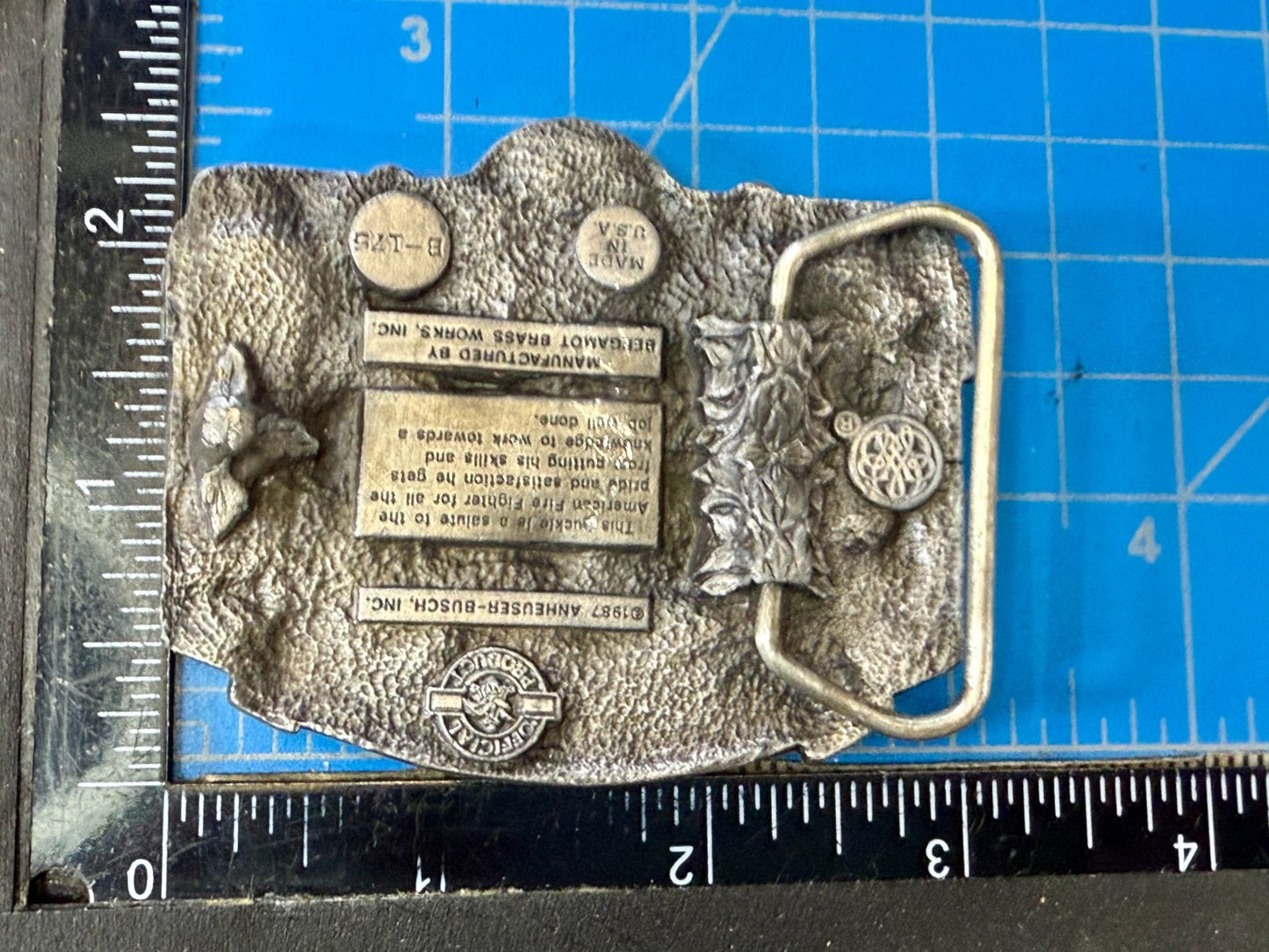 This Bud's For You The American Fire Fighter Anheuser-Busch Inc 1987 Belt Buckle