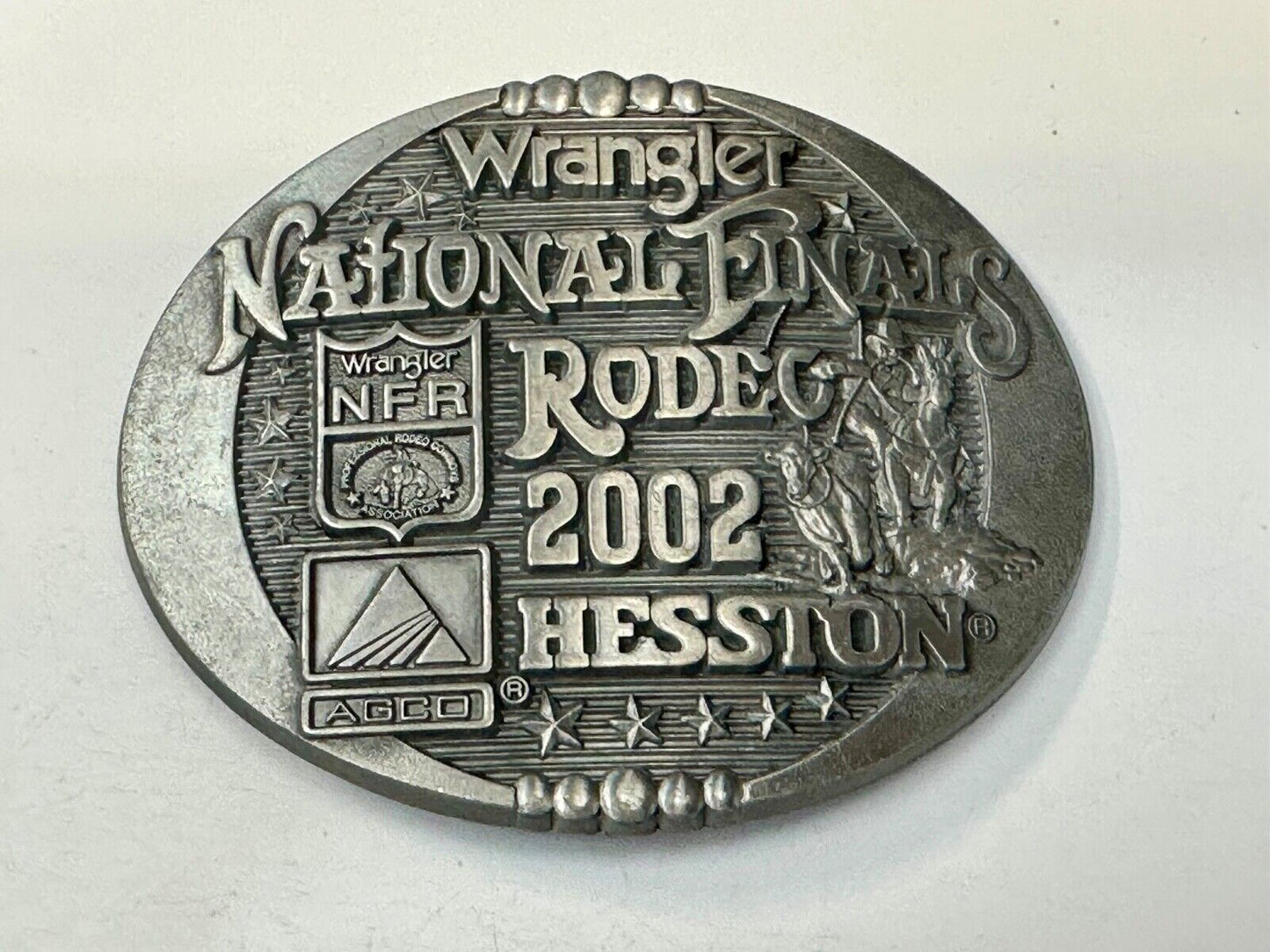 2002 Wrangler Hesston National Finals Rodeo NFR Montana Silversmiths Belt Buckle