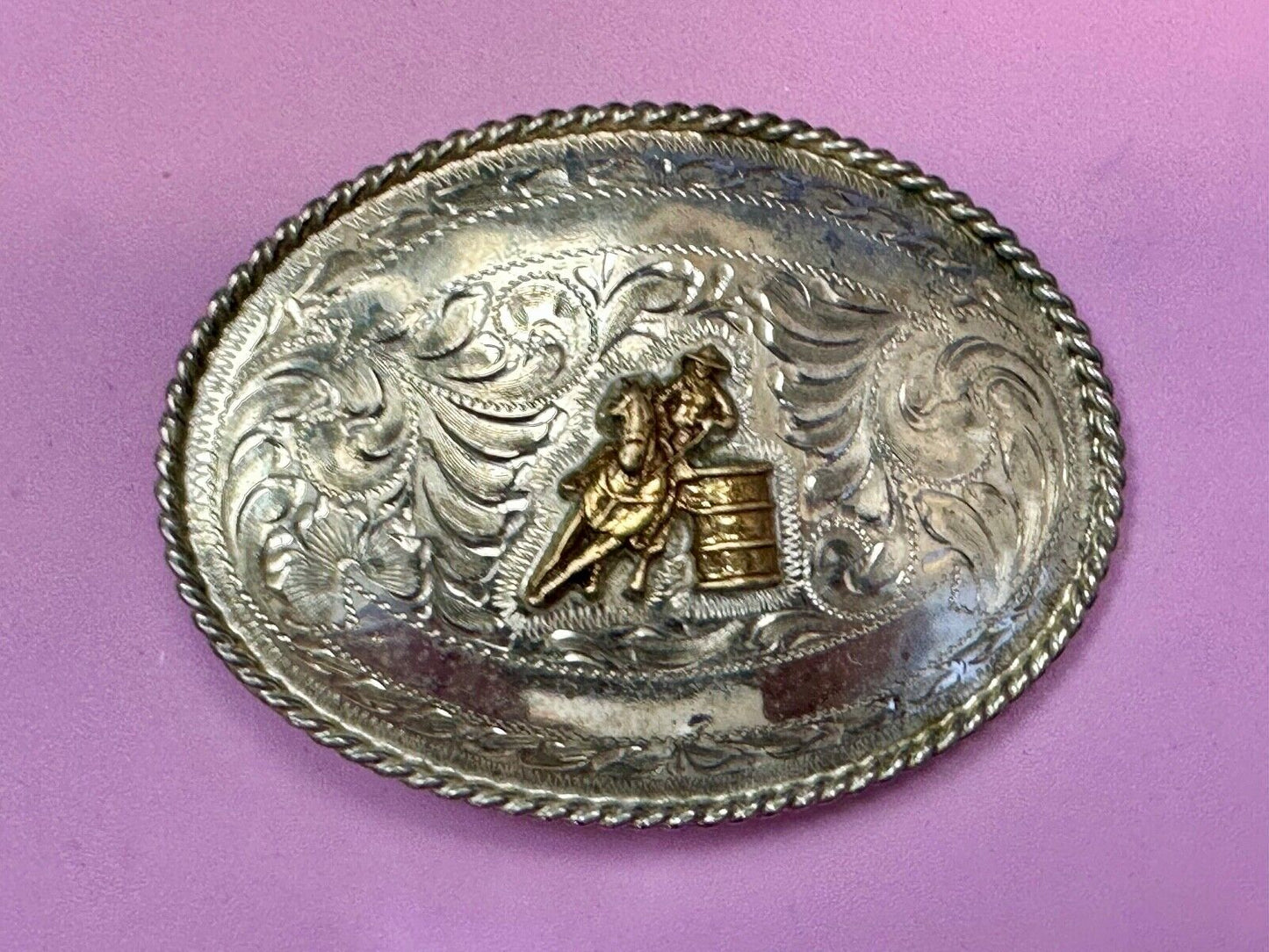 BARREL RACING TROPHY Blank Award Scrolls to engrave Vintage TEX TAN Belt Buckle