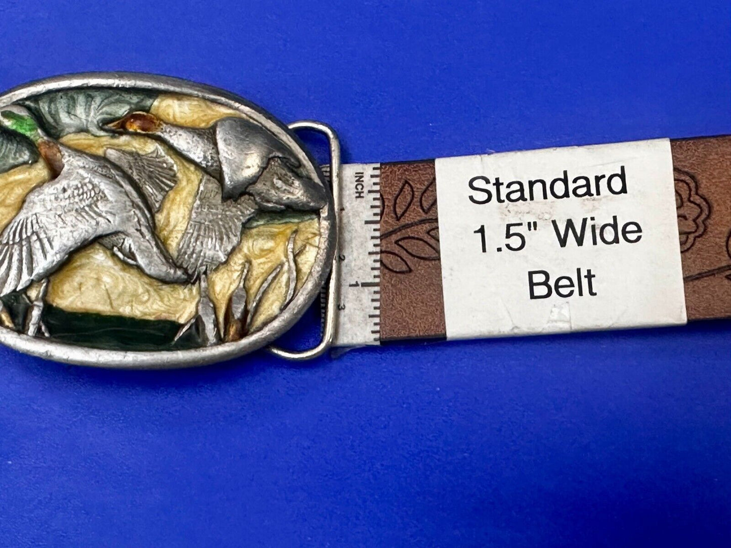 American Wild Mallards Ducks Flying Over the Lake VTG 1983 Belt Buckle Siskiyou