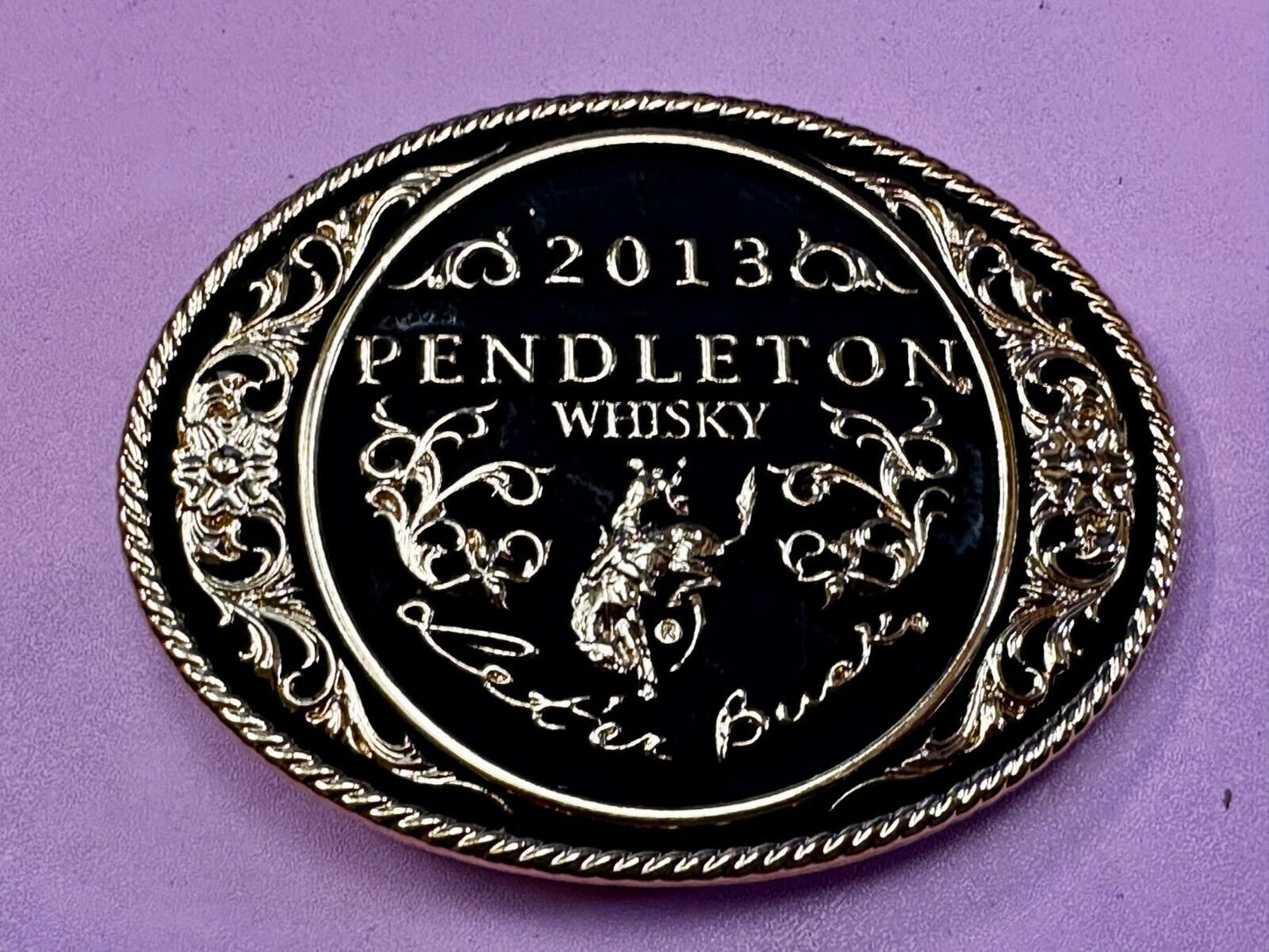 2013 Pendleton Whiskey Let'er Buck Rodeo Cowboy Montana Silversmiths Belt Buckle