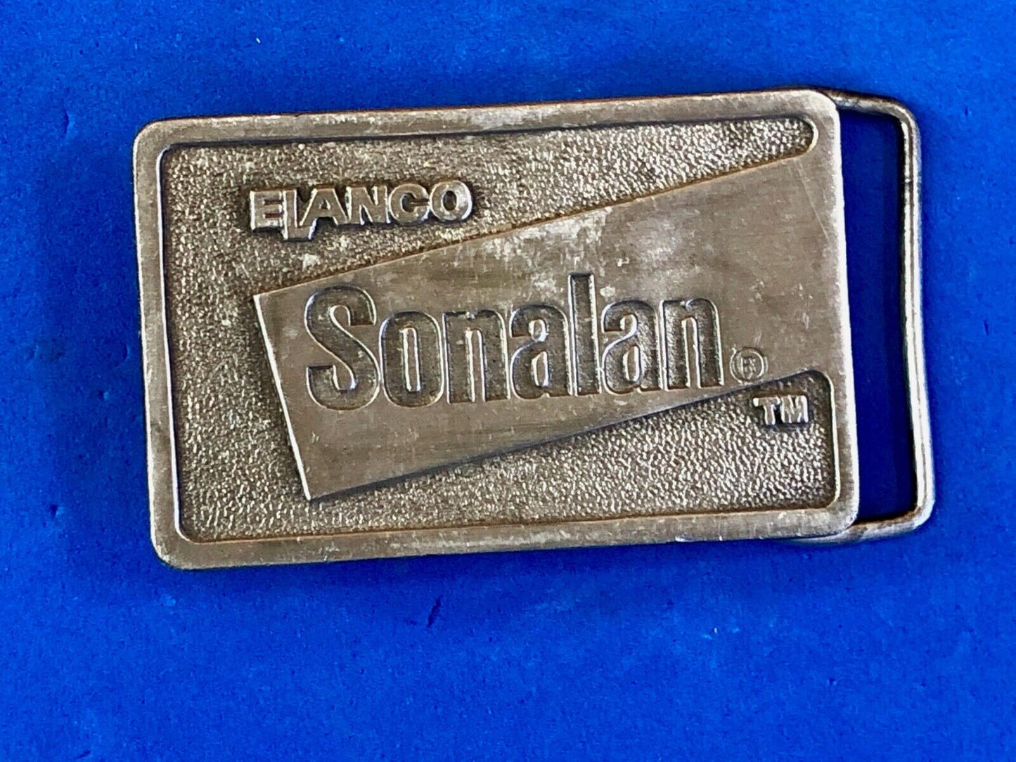 vintage Elanco Sonalan belt buckle - in appreciation for your support farmers