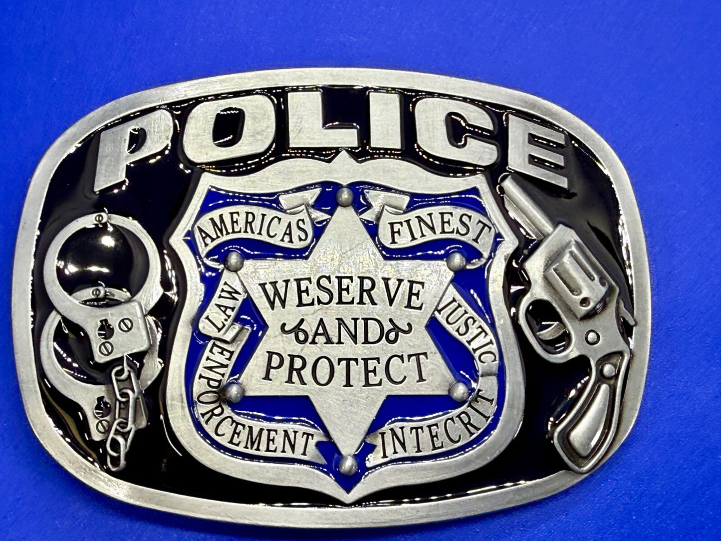 AMERICAS FINEST POLICE We Serve Protect Law Enforcement Commemorate Belt Buckle