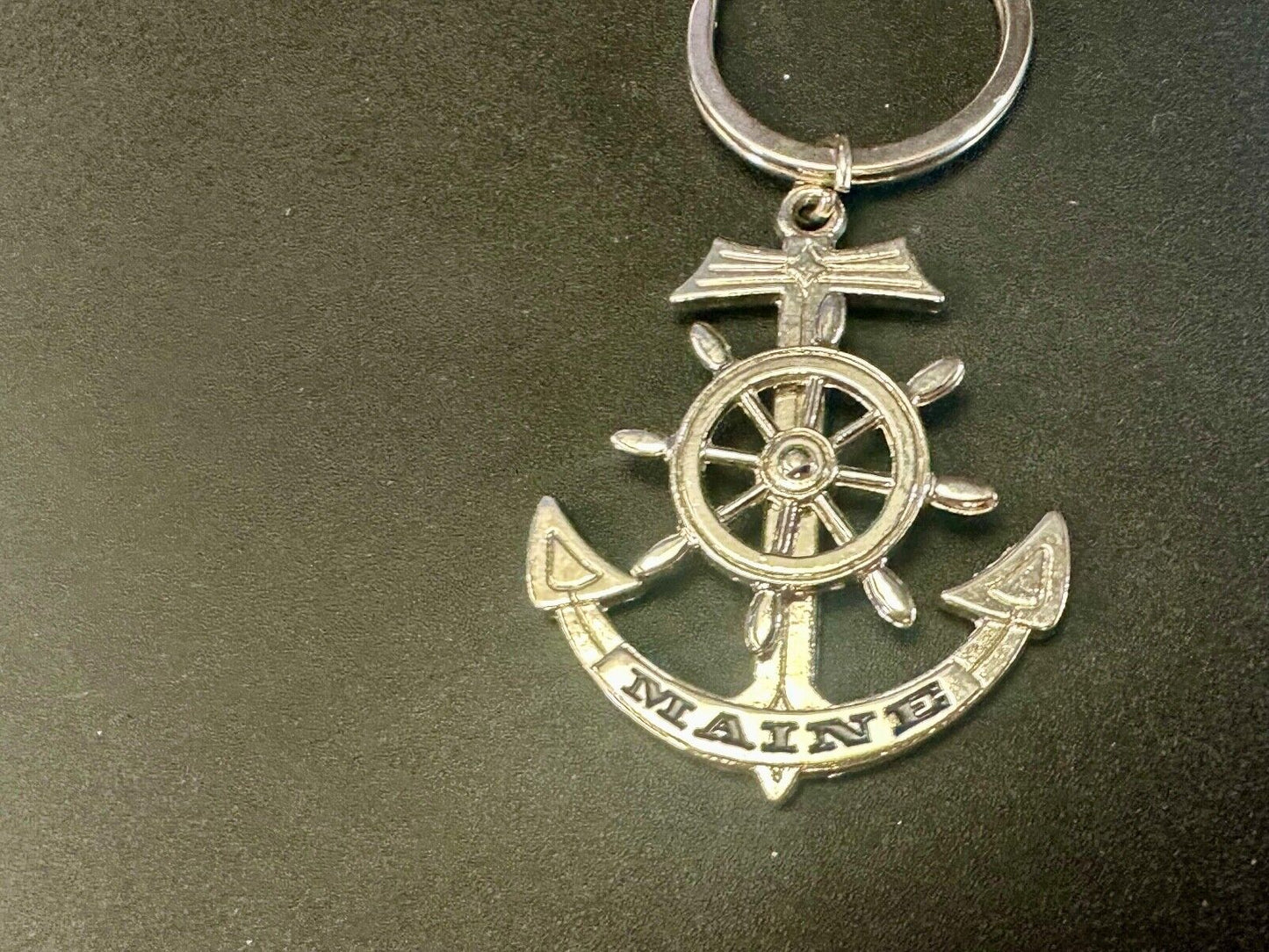The great State of Maine Nautical Boat Anchor Wheel Keychain - Key Ring Chain