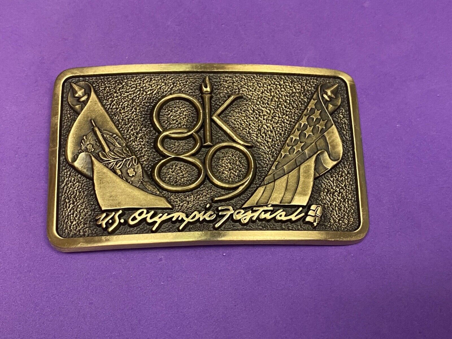 1989 Olympics Festival Commemorative Solid Brass Belt Buckle By Mwt