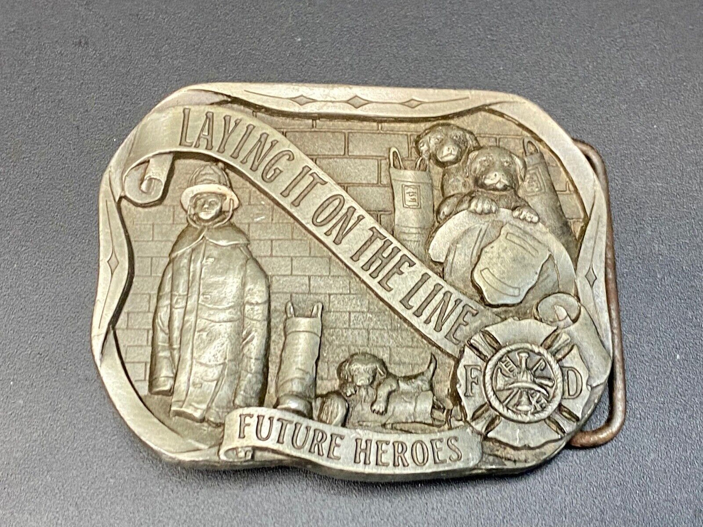 vintage Fire Fighter's Belt Buckle - 1996 Laying It On The Line Limited Edition