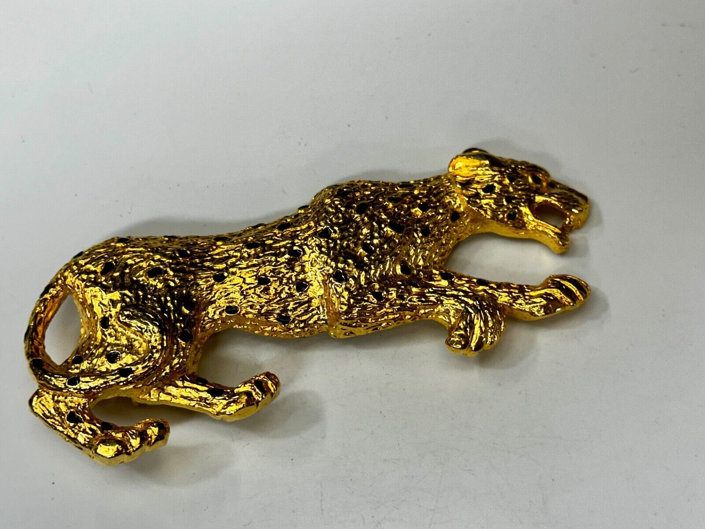Badger? Leopard - Vintage Animal 6" Wide Gold Tone Vintage Belt Buckle