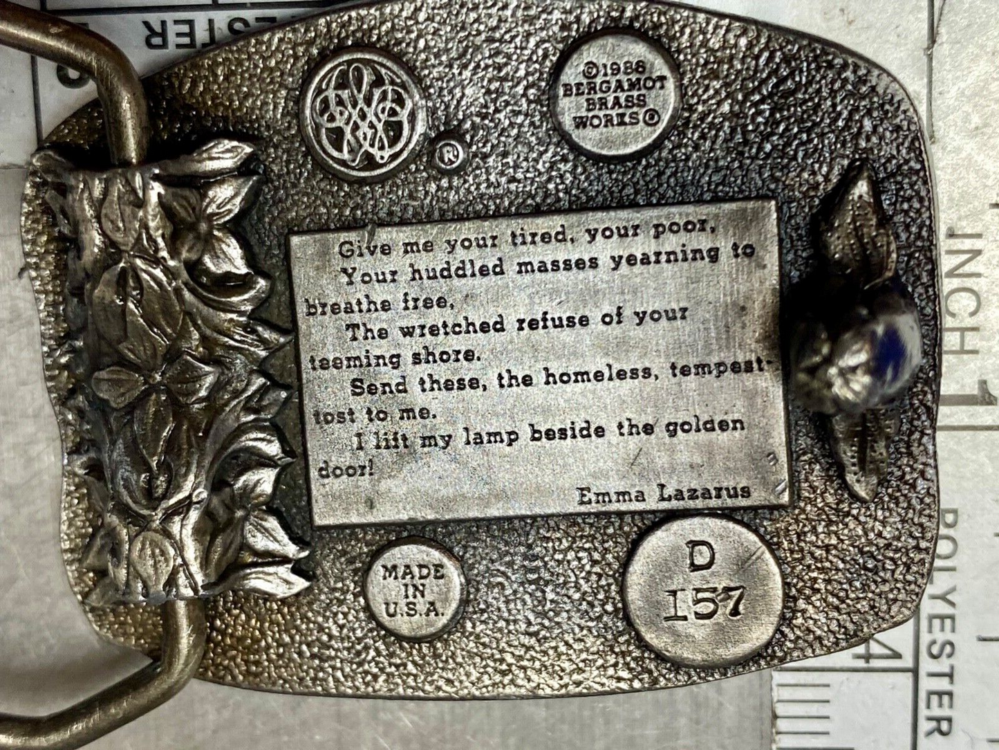 The Flame of Freedom. - Statue of Liberty 1986 Bergamot D-157 belt buckle